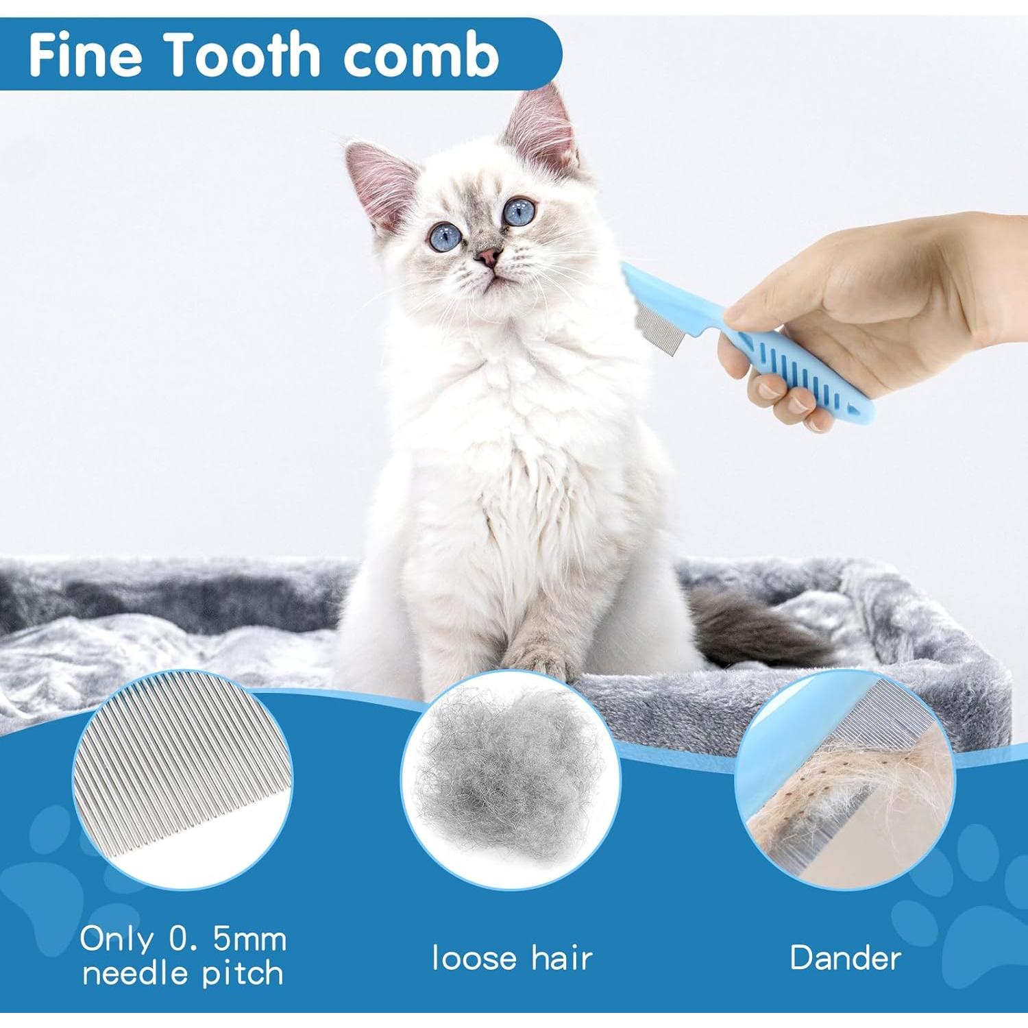 Kit de Acicalamiento para Mascotas Lanswood 6 Piezas Azul