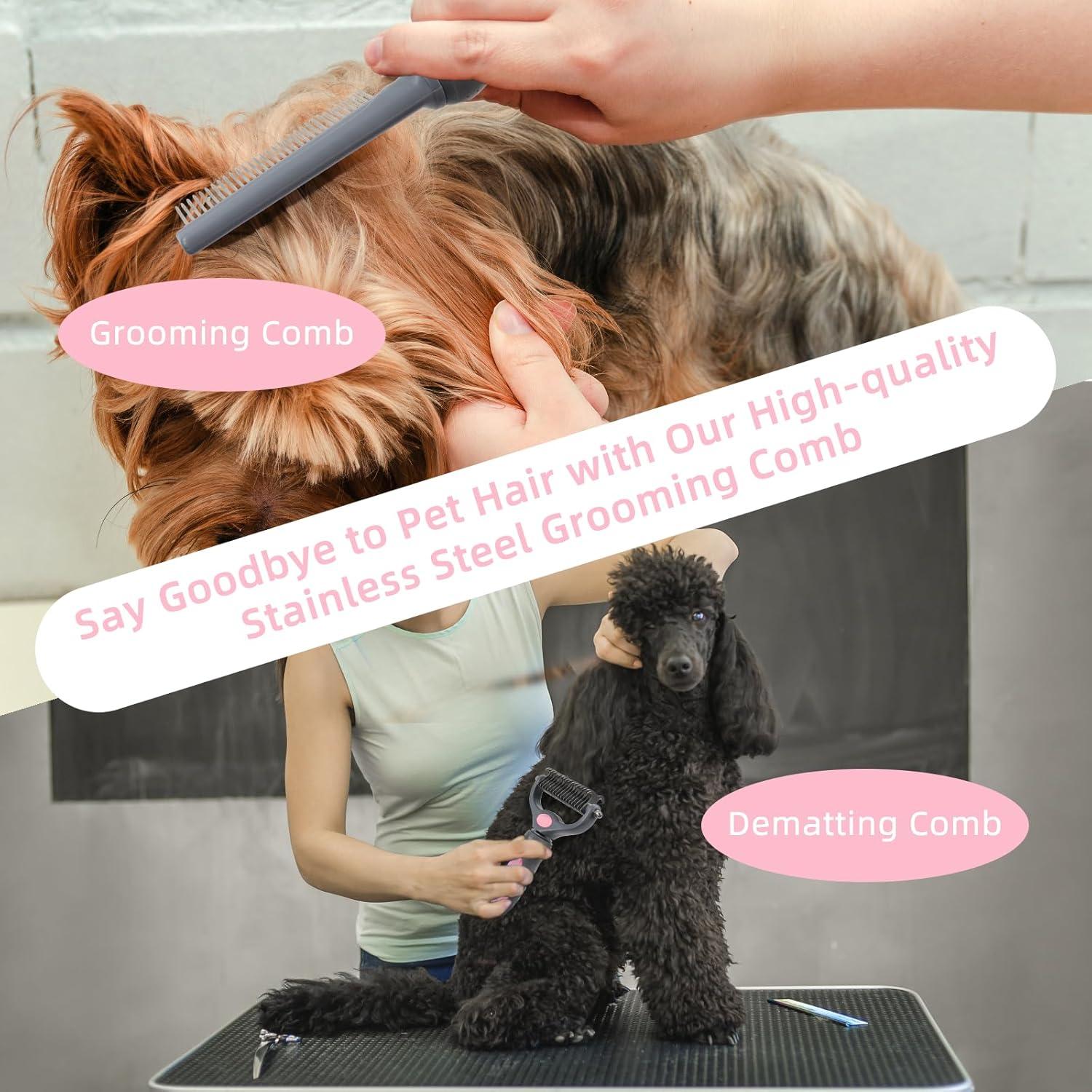 Kit de Aseo para Mascotas Wisedog - 7 Piezas Rosa Mejorado