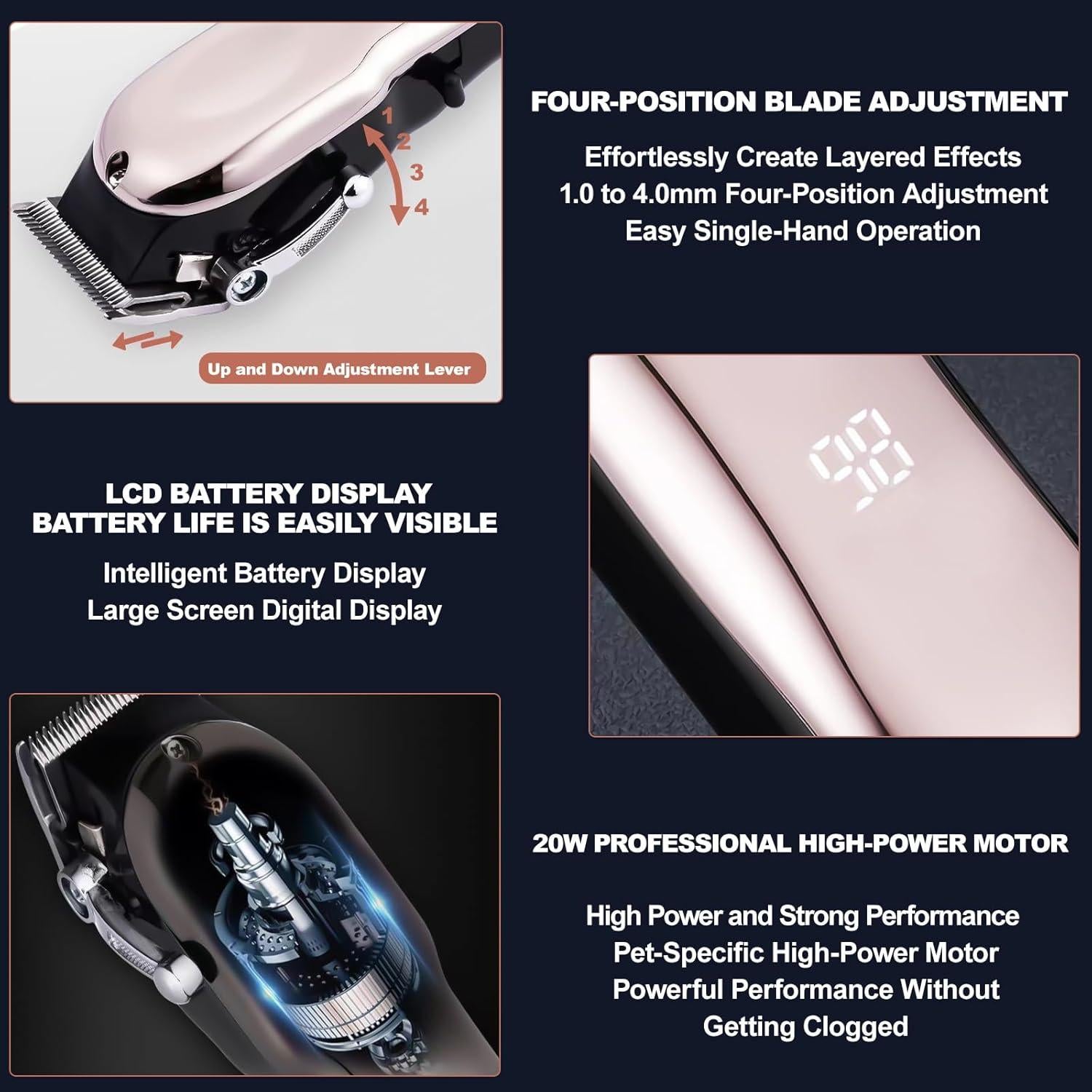 Cortadora de Pelo Profesional Nevixtal Inalámbrica 20W LED