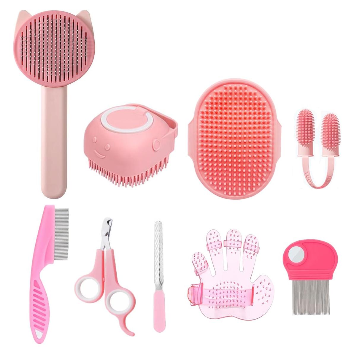 Kit de Aseo para Mascotas GEBER 9 Piezas - Cepillos y Cortauñas