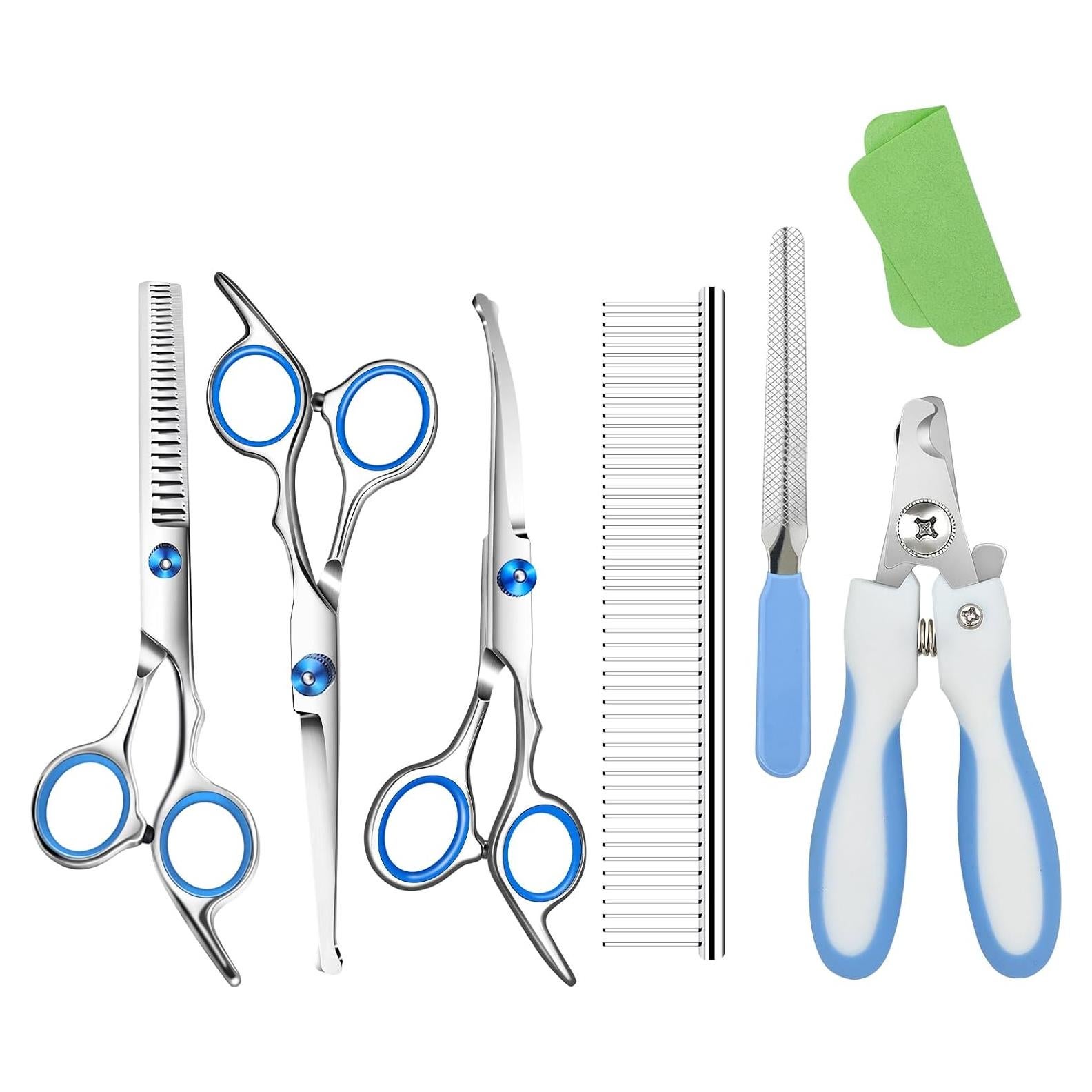 Kit de Tijeras para Cuidado de Mascotas Wikdey 7 en 1