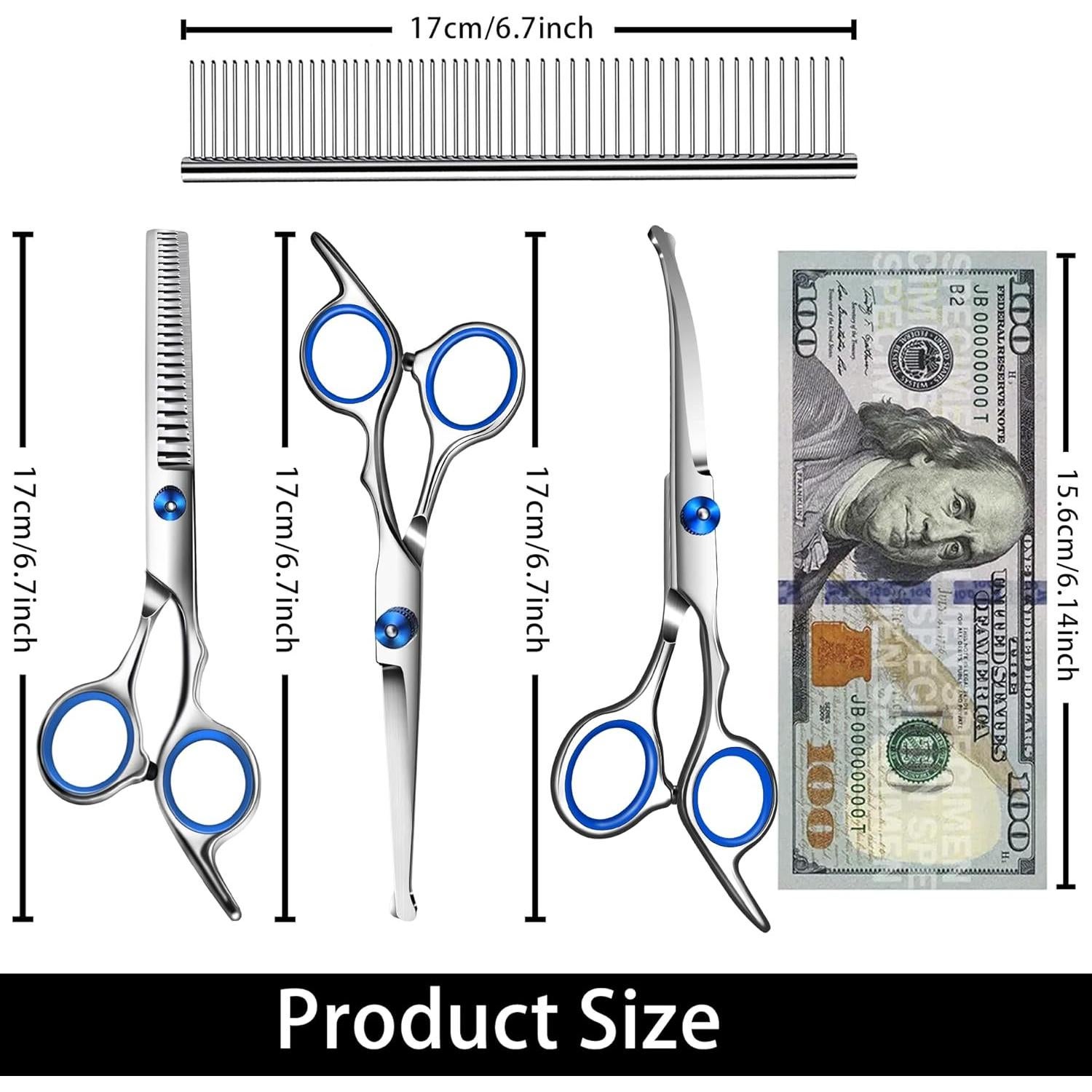 Kit de Tijeras para Cuidado de Mascotas Wikdey 7 en 1