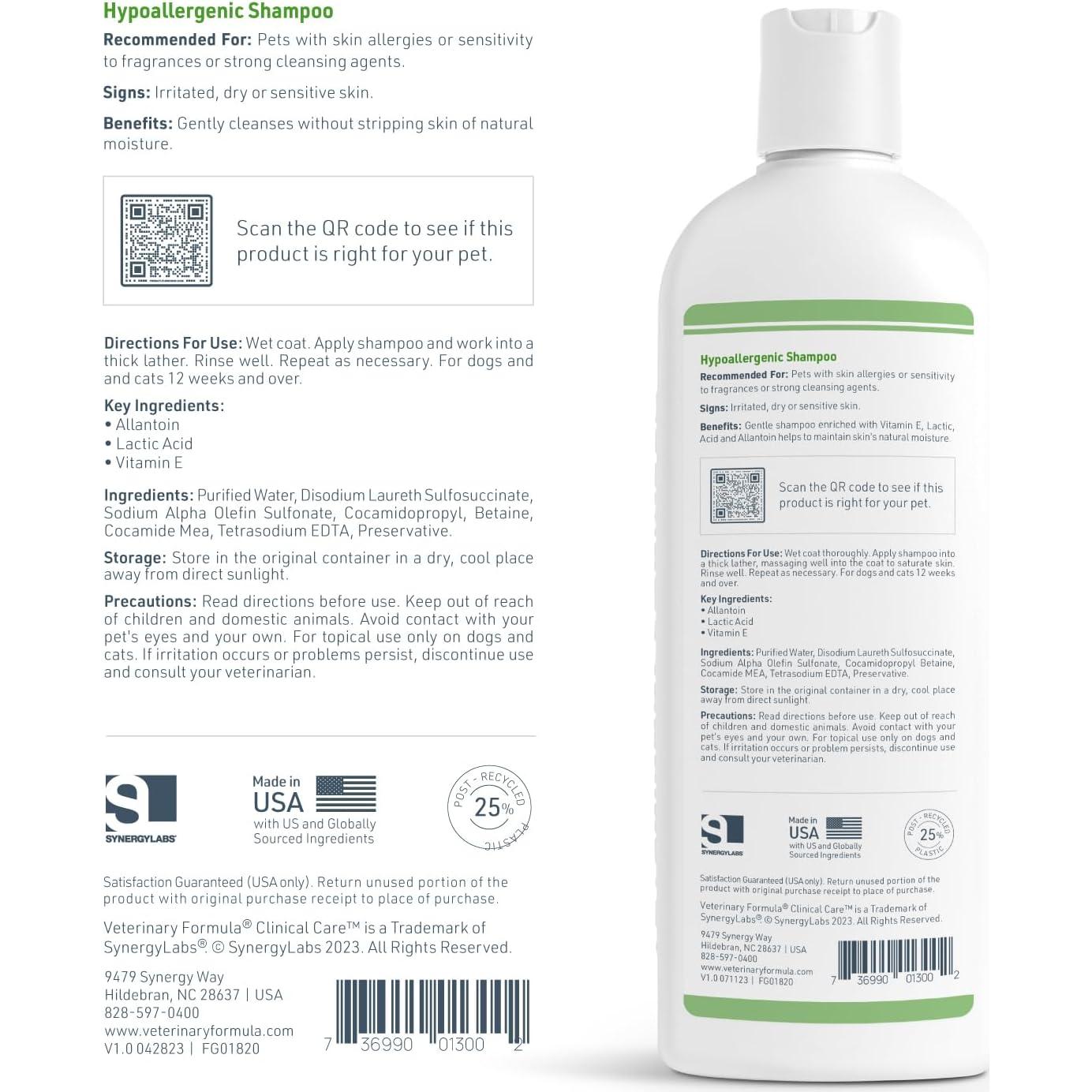 Champú Hipoalergénico Veterinary Formula 473 ml para Perros y Gatos