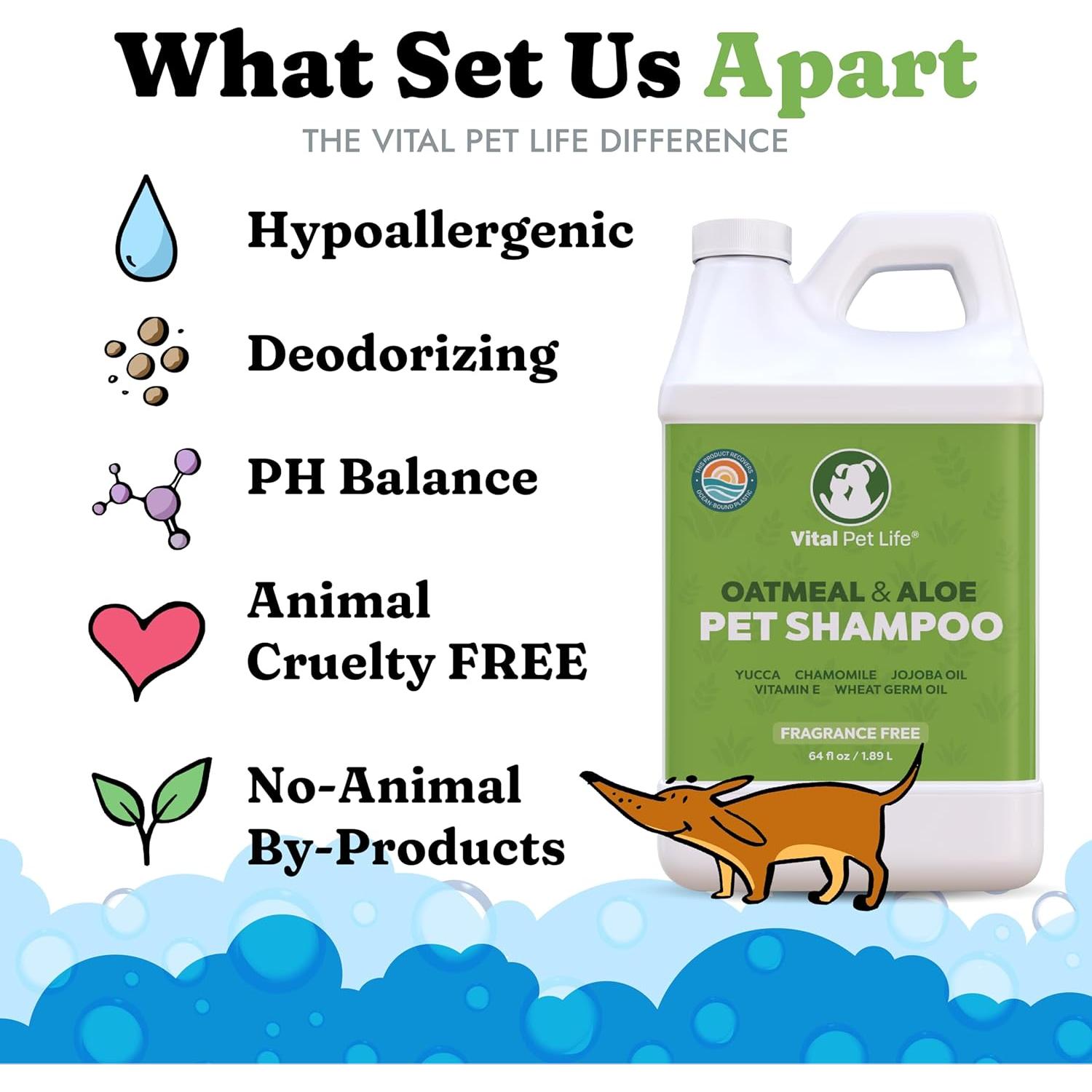 Champú Natural para Perros Vital Pet Life 64 oz - Avena y Aloe Vera