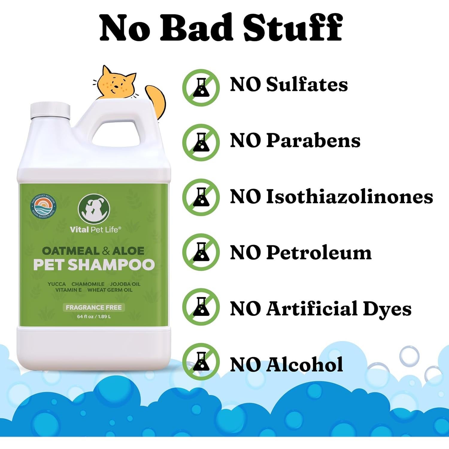 Champú Natural para Perros Vital Pet Life 64 oz - Avena y Aloe Vera