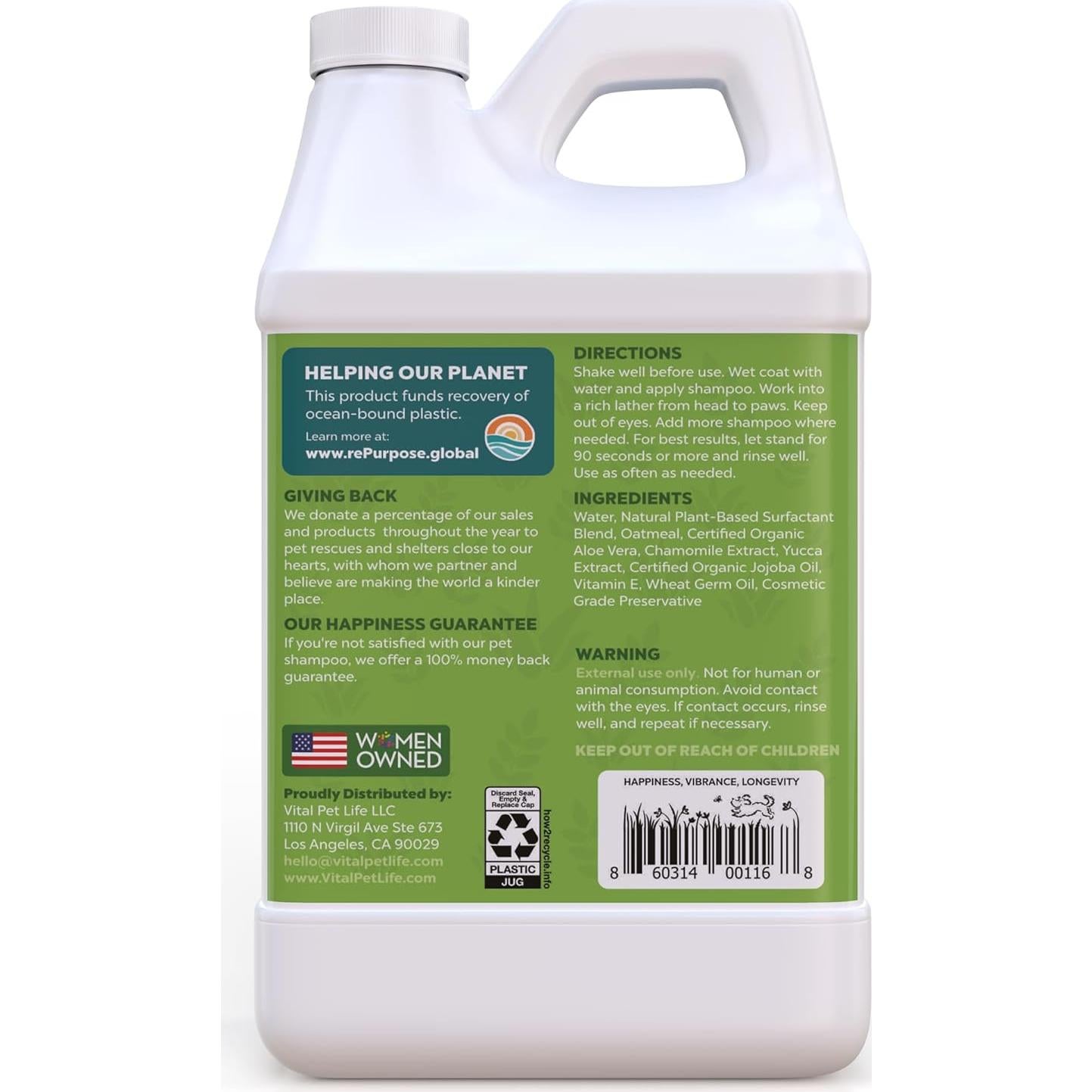Champú Natural para Perros Vital Pet Life 64 oz - Avena y Aloe Vera