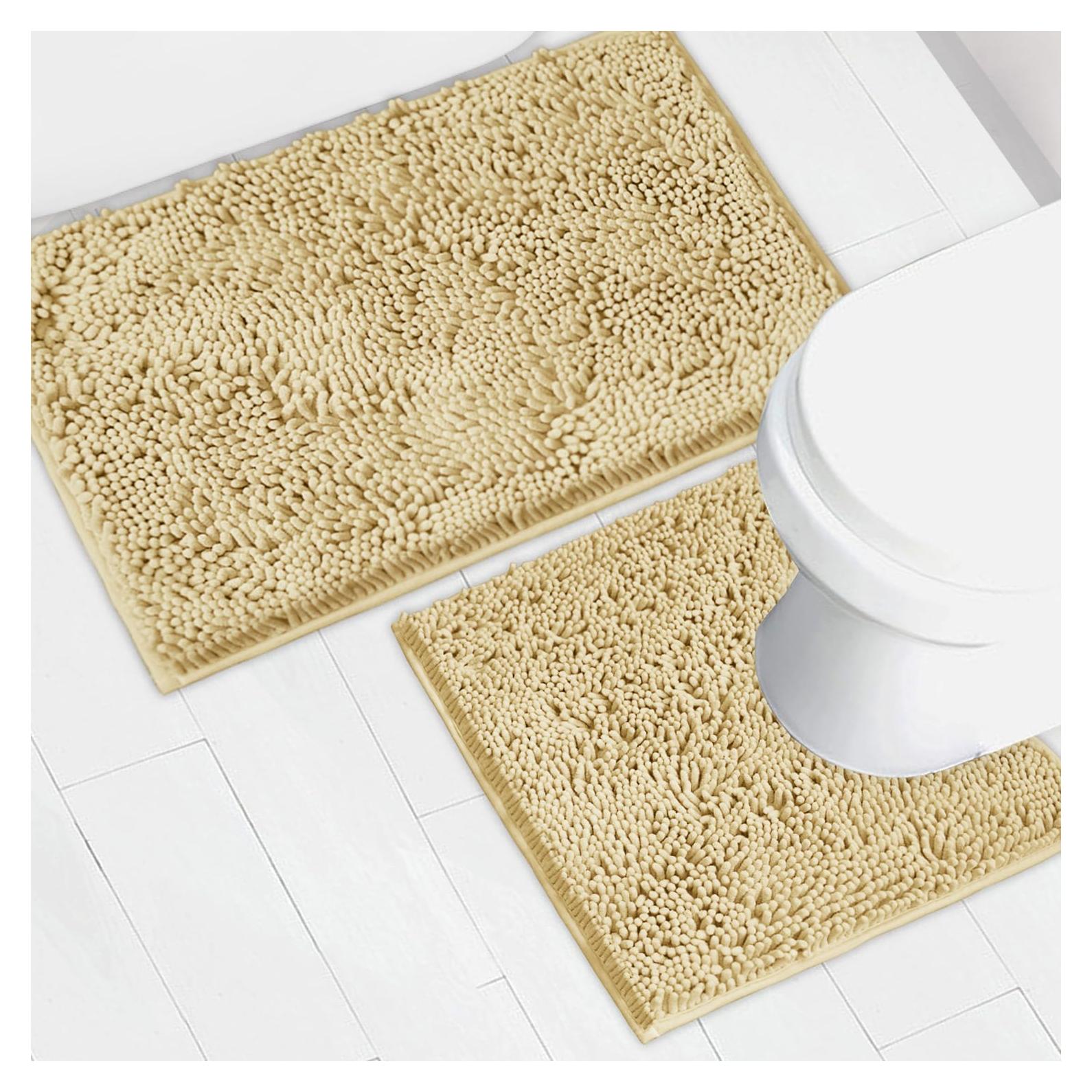Juego de 2 Alfombrillas de Baño AINAHYVA Beige Antideslizante