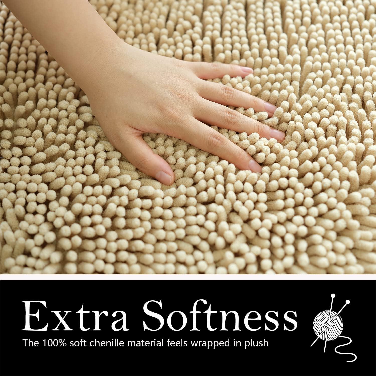 Juego de 2 Alfombrillas de Baño AINAHYVA Beige Antideslizante