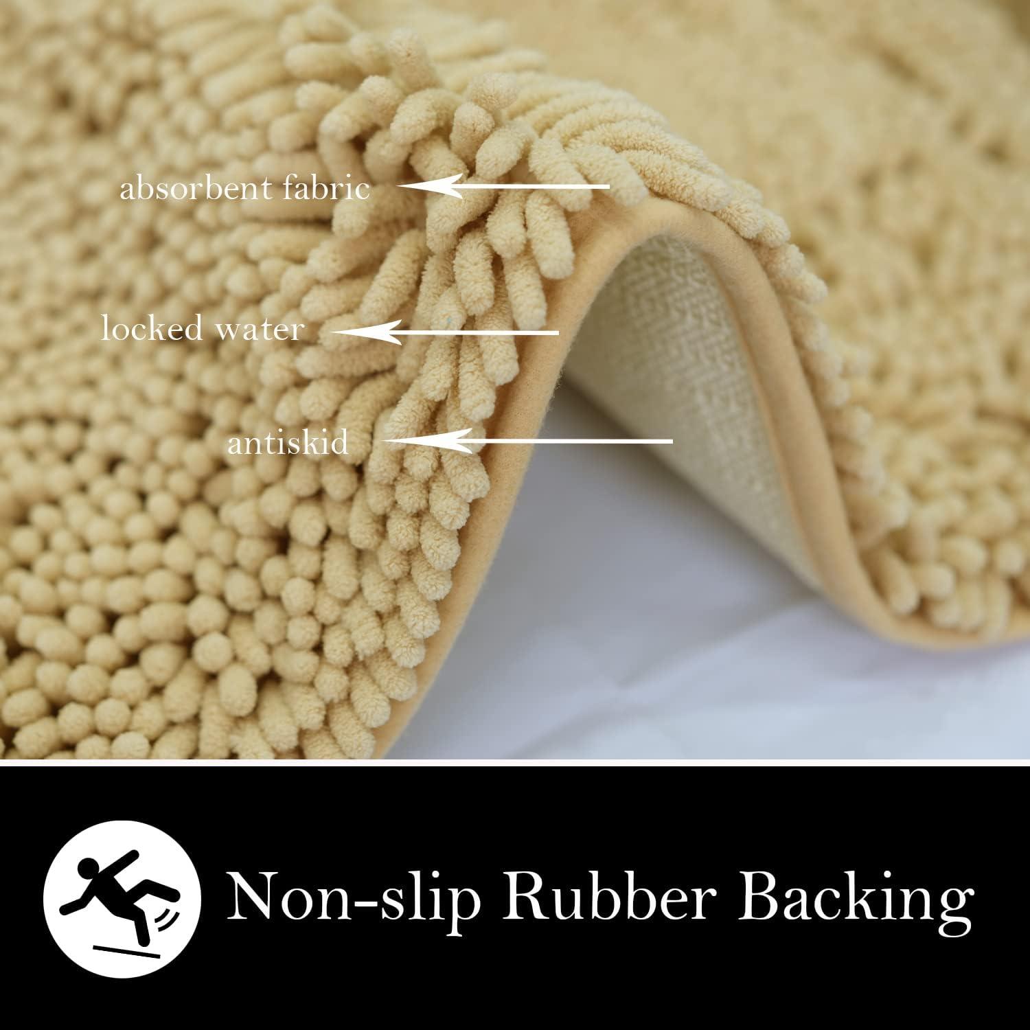 Juego de 2 Alfombrillas de Baño AINAHYVA Beige Antideslizante