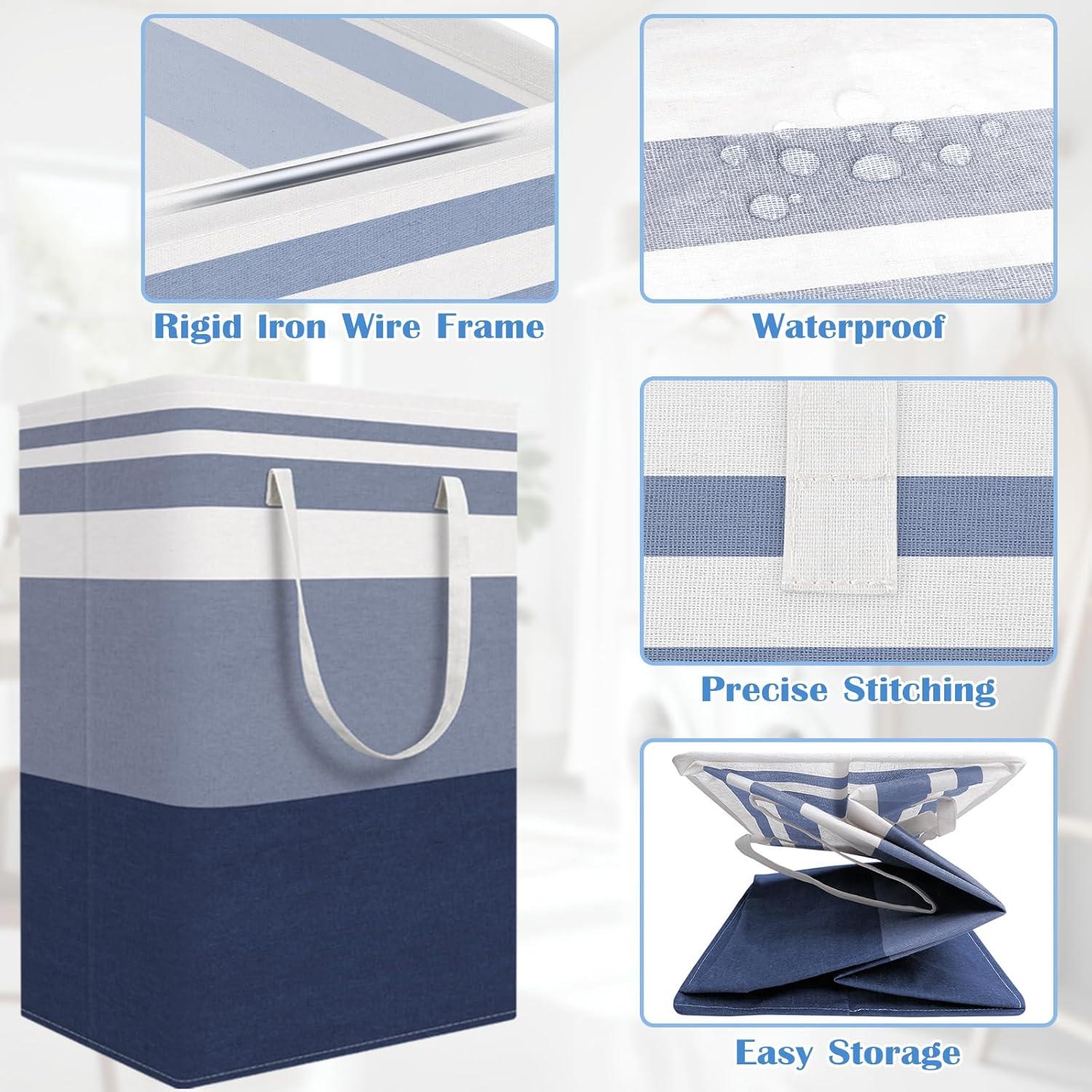 Cesta de Ropa Plegable BlissTotes 3-Pack 75L Azul