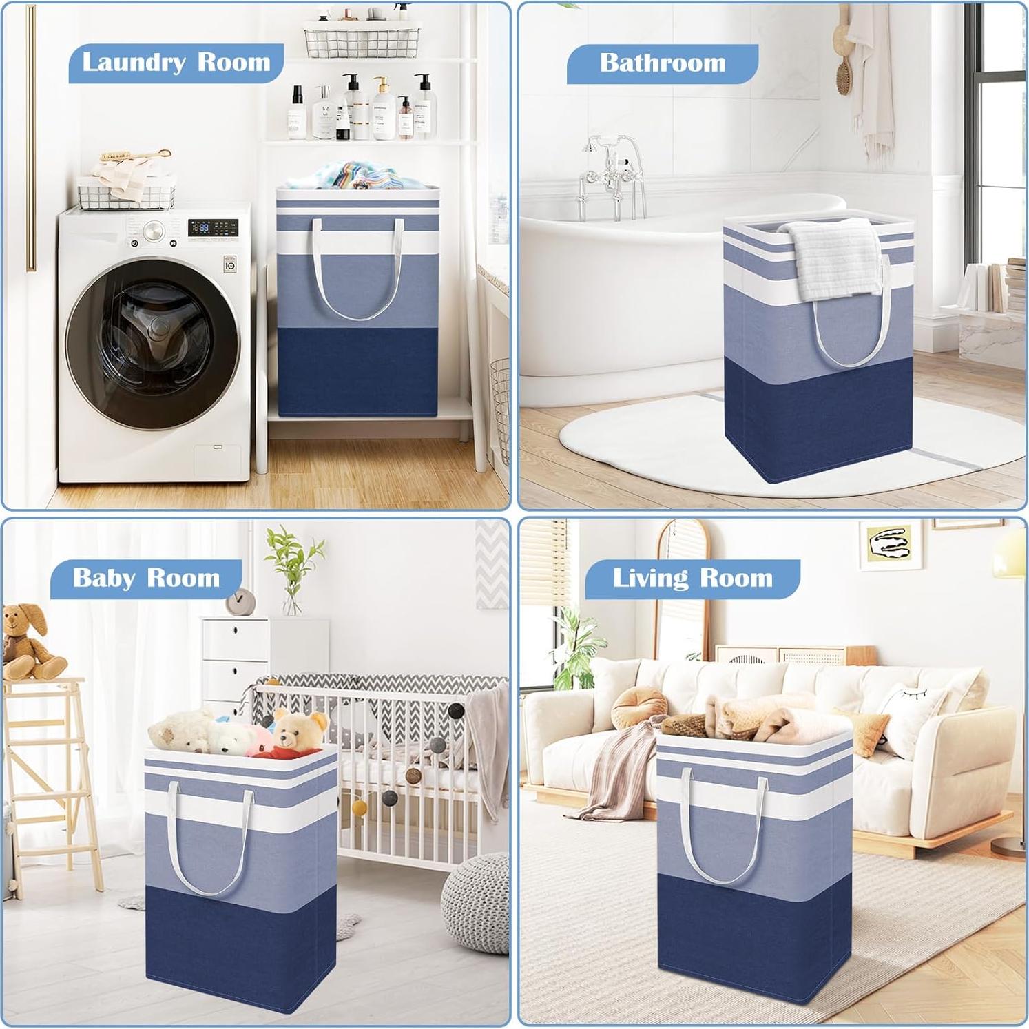 Cesta de Ropa Plegable BlissTotes 3-Pack 75L Azul