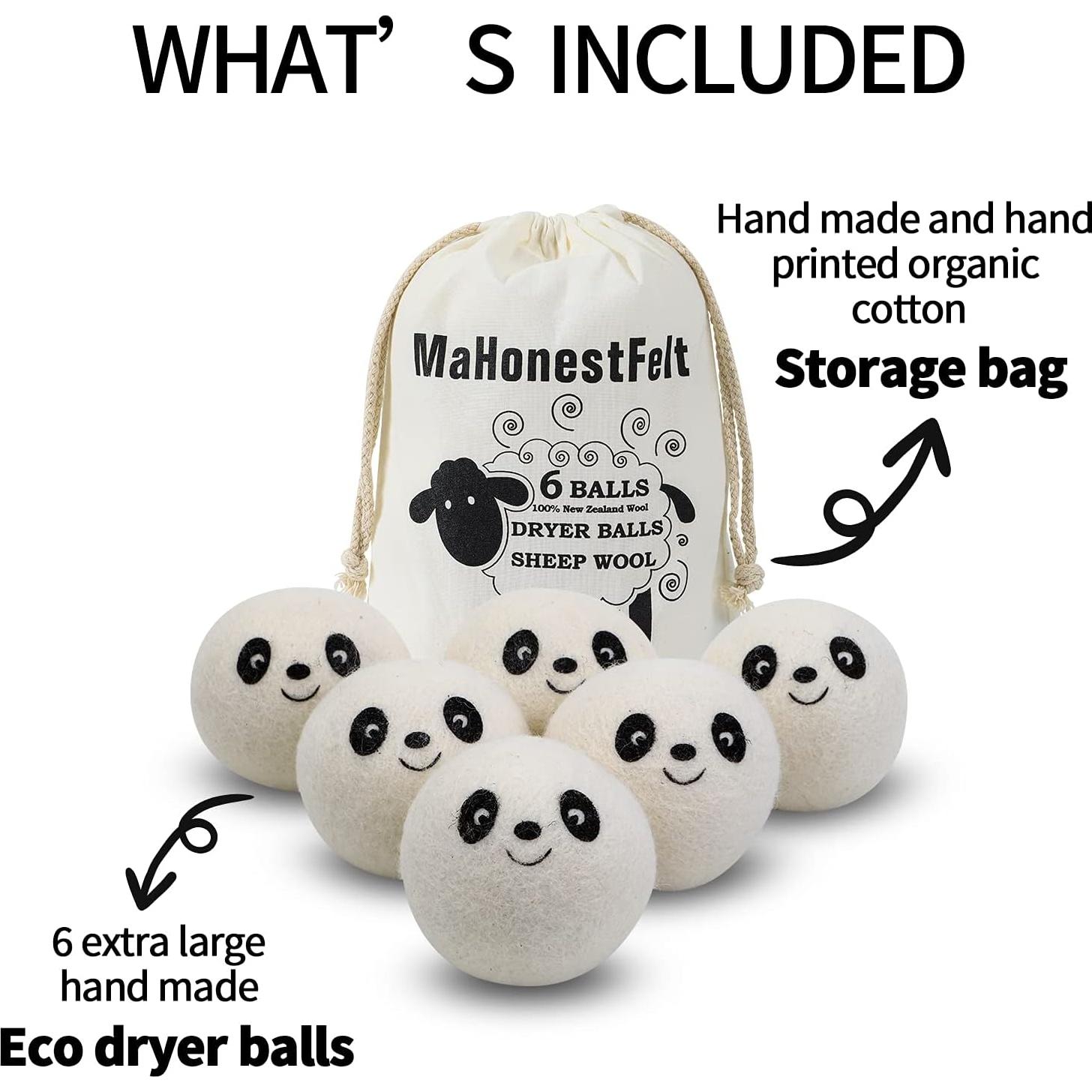 Bolas de Secadora de Lana MaHonestFelt - 6 Unidades Reutilizables
