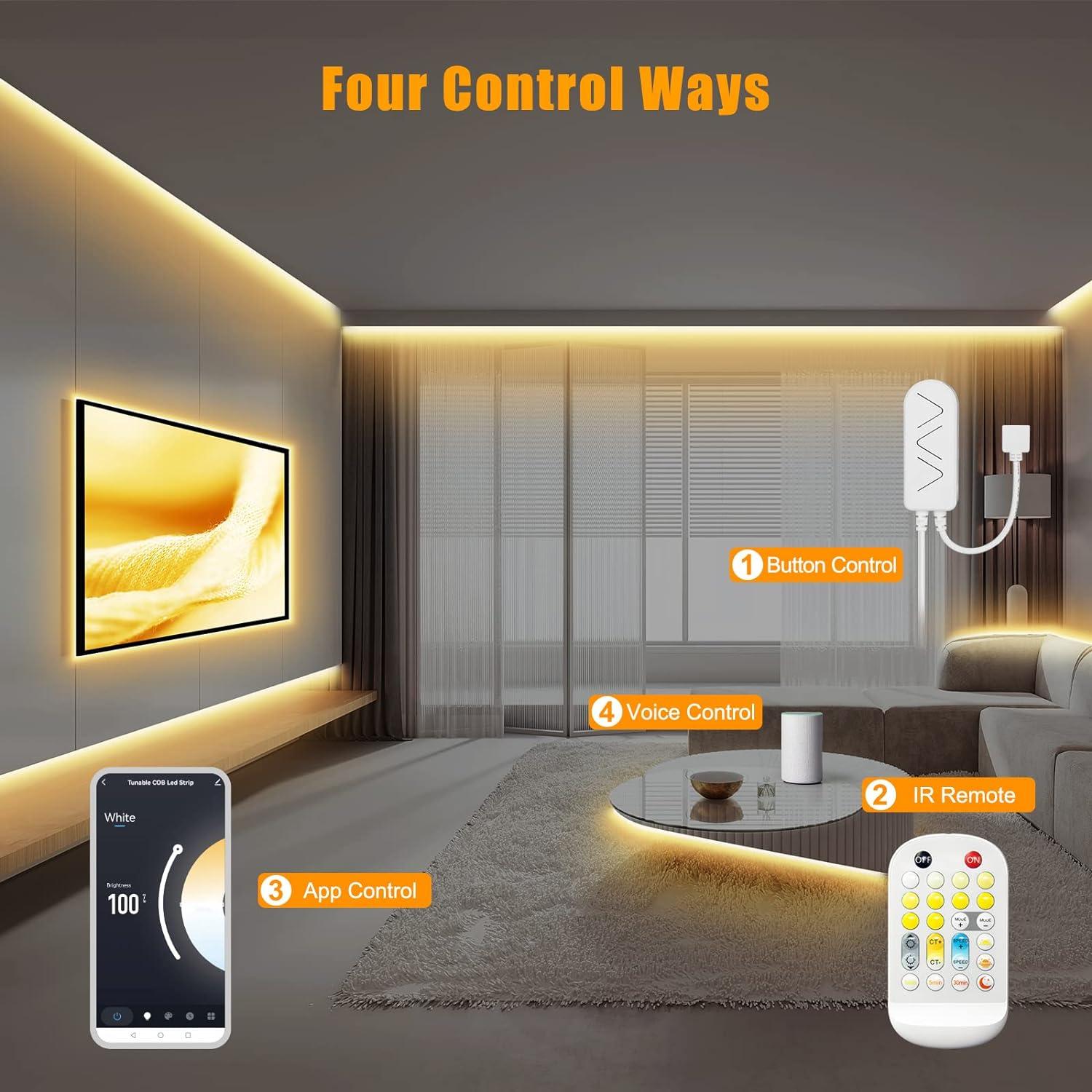 Cinta LED COB Ajustable Tatazone 1.5m 2700K-6500K Control Voz