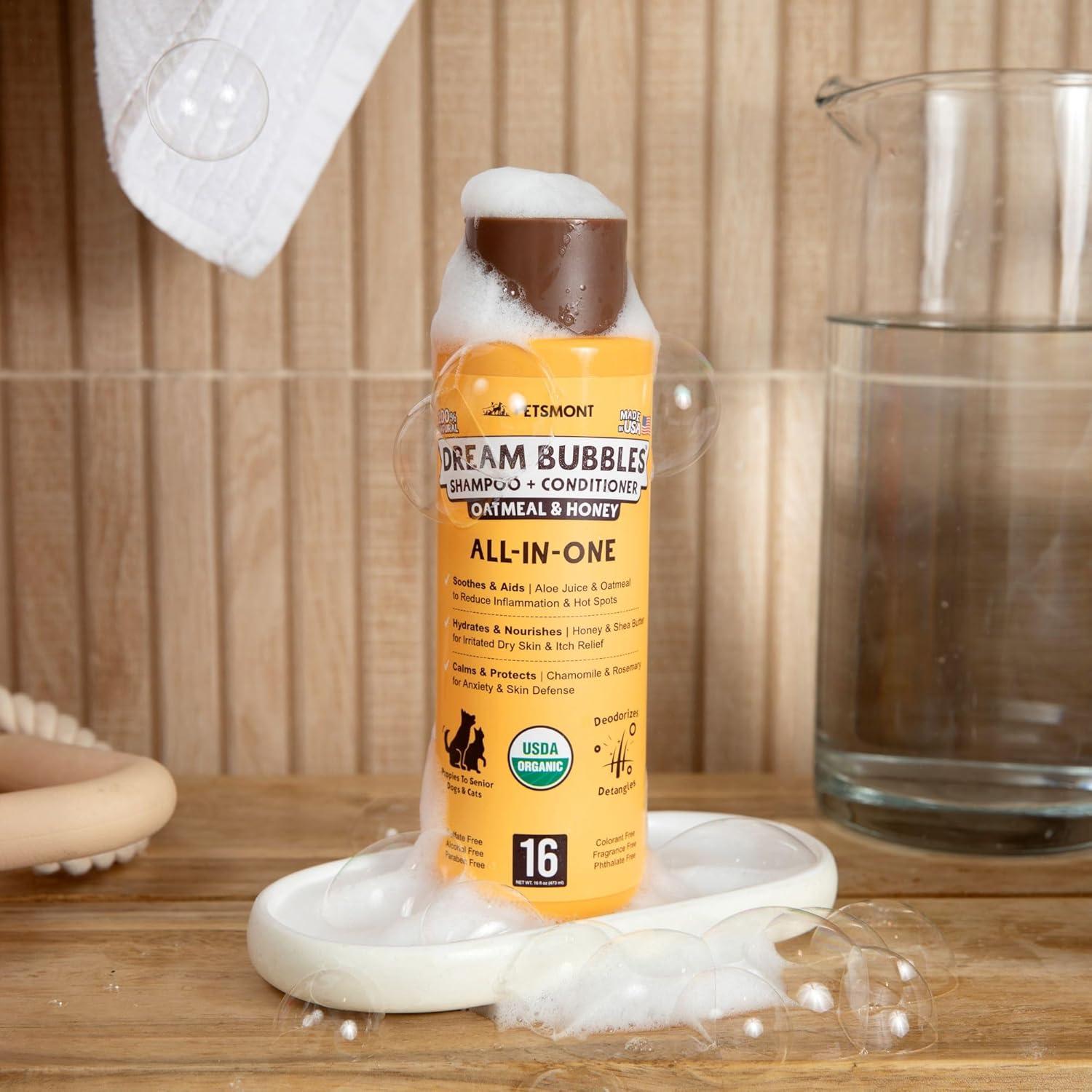 Champú y Acondicionador Orgánico Petsmont 2 en 1 para Perros y Gatos - Alivio Piel Sensible 453.6g