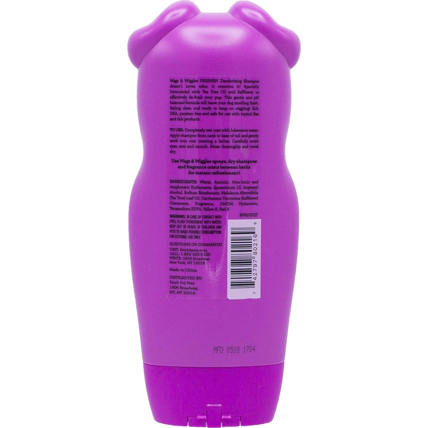 Wags & Wiggles Freshen Deodorizing Dog Shampoo in Very Berry Scent - Odor Control Dog Grooming Shampoo for Smelly Dogs, 16 Fl Oz
