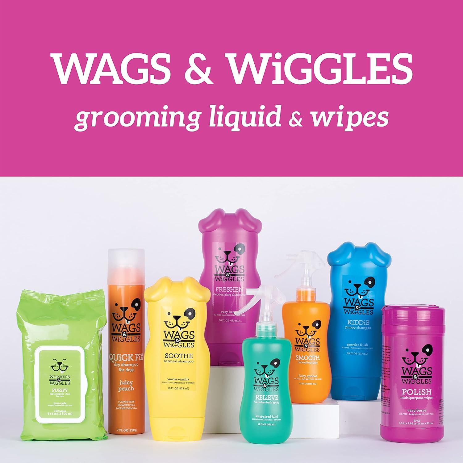 Wags & Wiggles Freshen Deodorizing Dog Shampoo in Very Berry Scent - Odor Control Dog Grooming Shampoo for Smelly Dogs, 16 Fl Oz