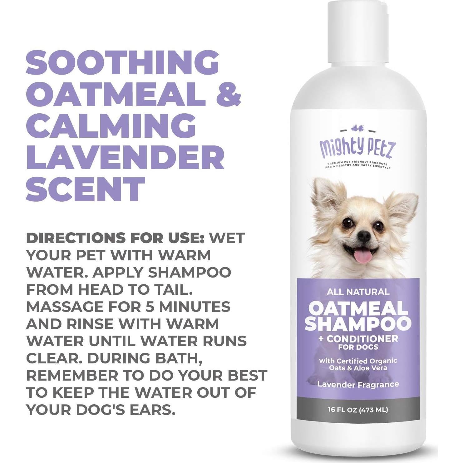 Champú y Acondicionador 2-en-1 Mighty Petz 16 oz Avena Aloe