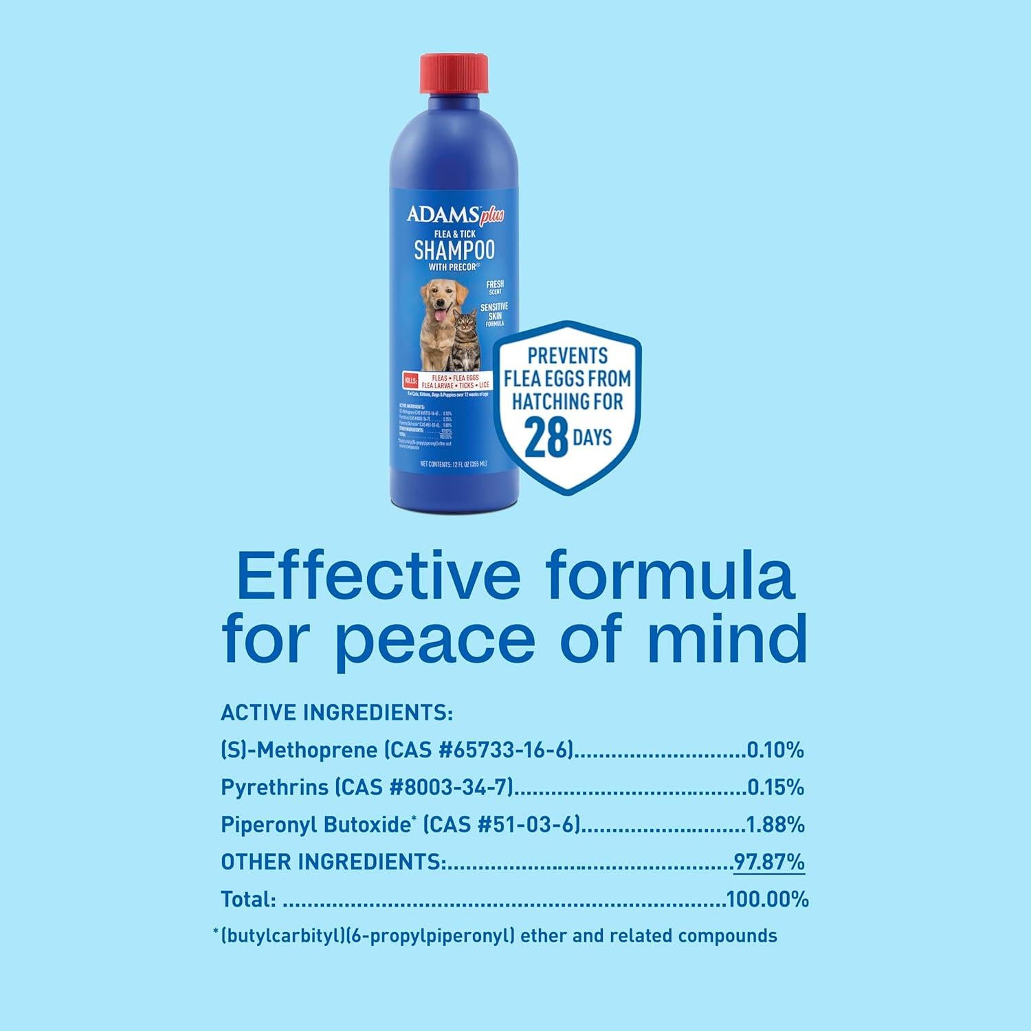 Champú Adams Plus para Pulgas y Garrapatas 340g - Piel Sensible