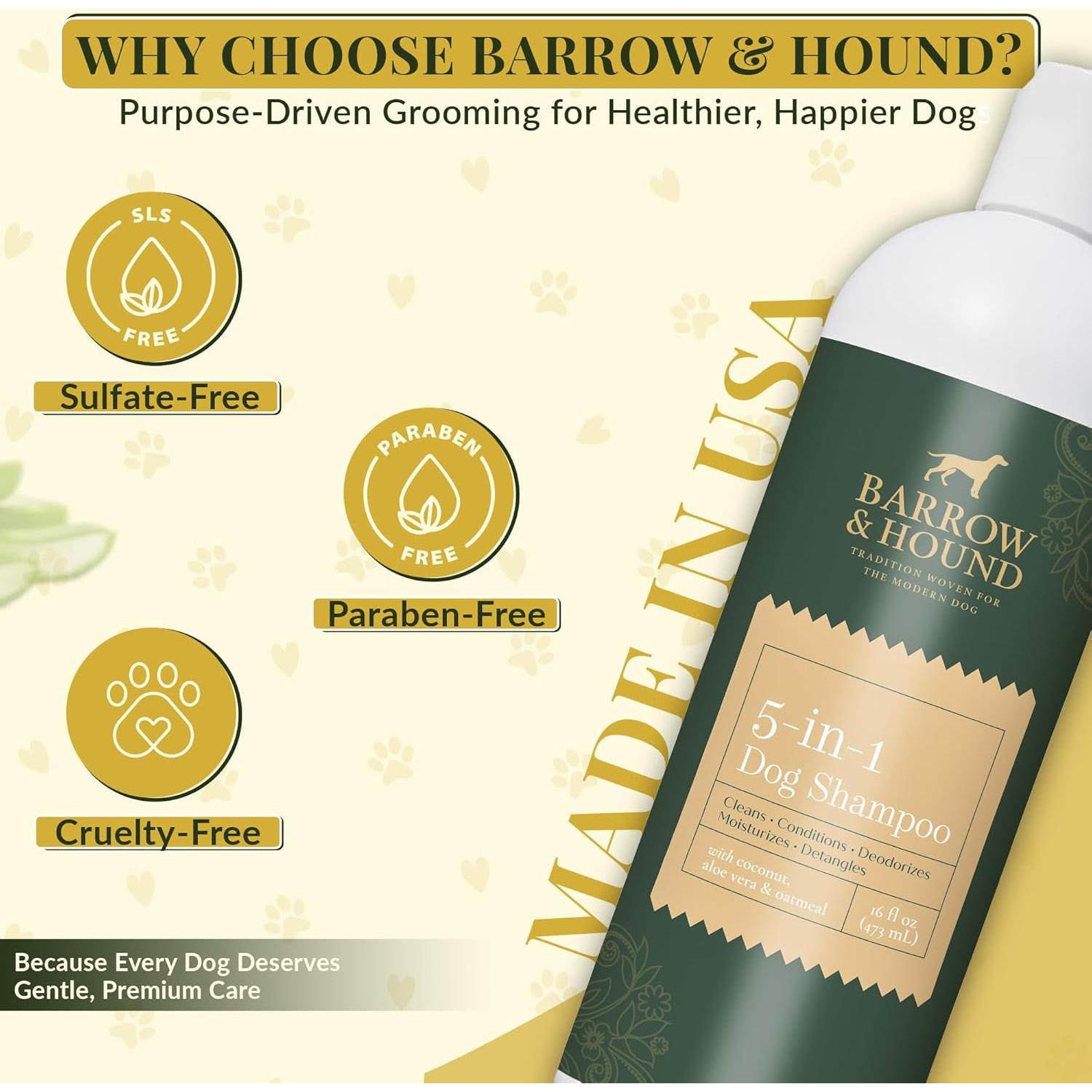 Champú y Acondicionador 5 en 1 Barrow & Hound - Natural, Hipoalergénico, 473ml