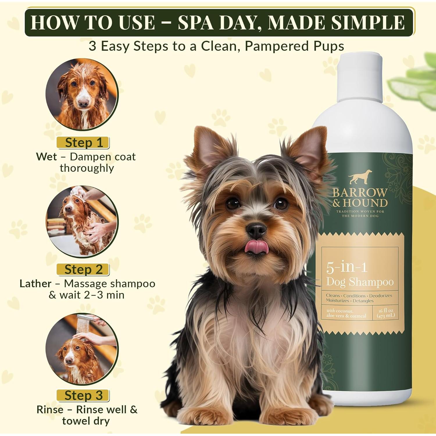 Champú y Acondicionador 5 en 1 Barrow & Hound - Natural, Hipoalergénico, 473ml