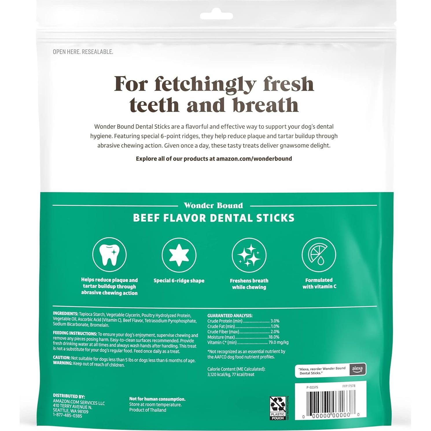 Palitos Dentales Sabor Carne Wonder Bound para Perros Grandes 40 Unidades