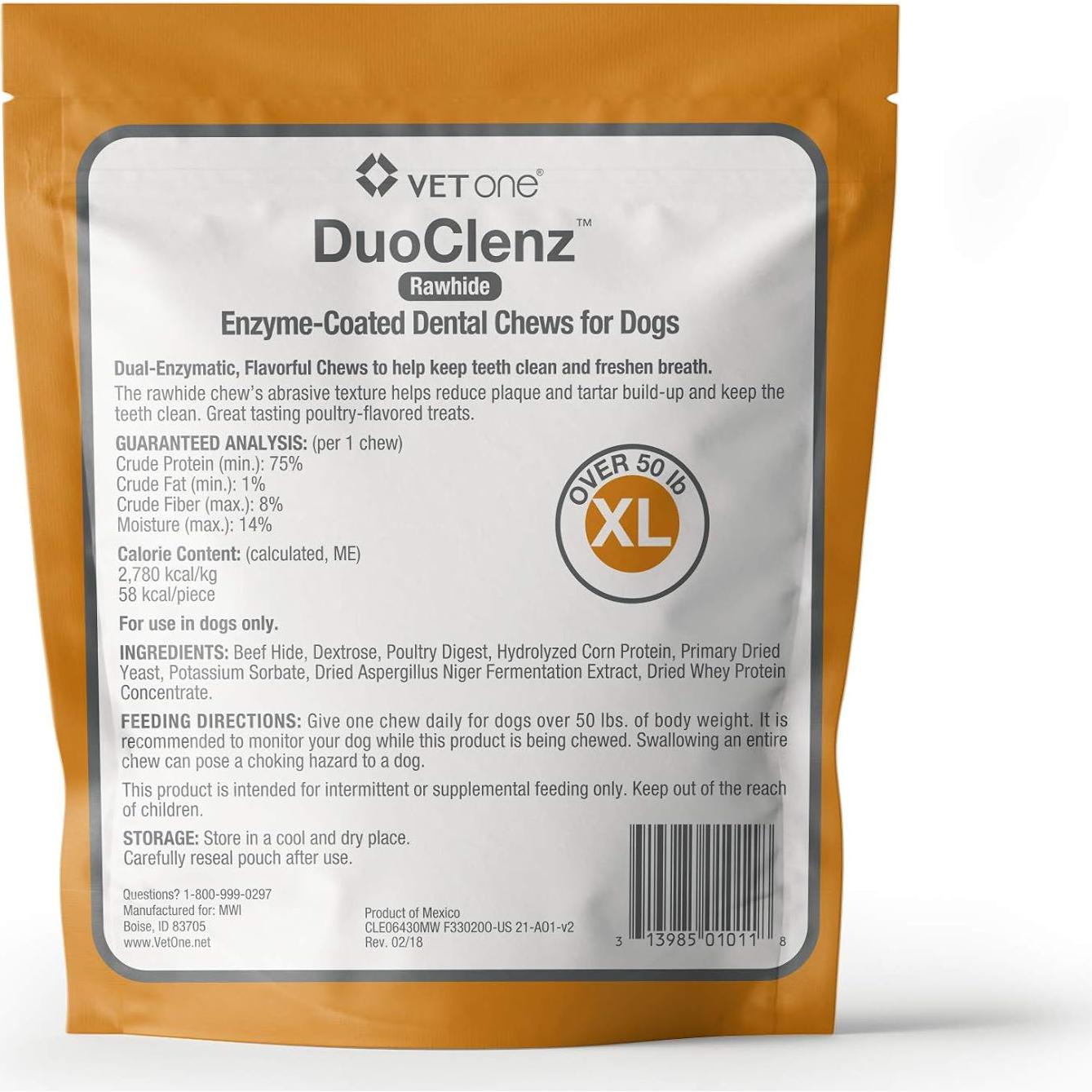 Masticables Dentales VetOne DuoClenz para Perros Grandes - 30 Unidades