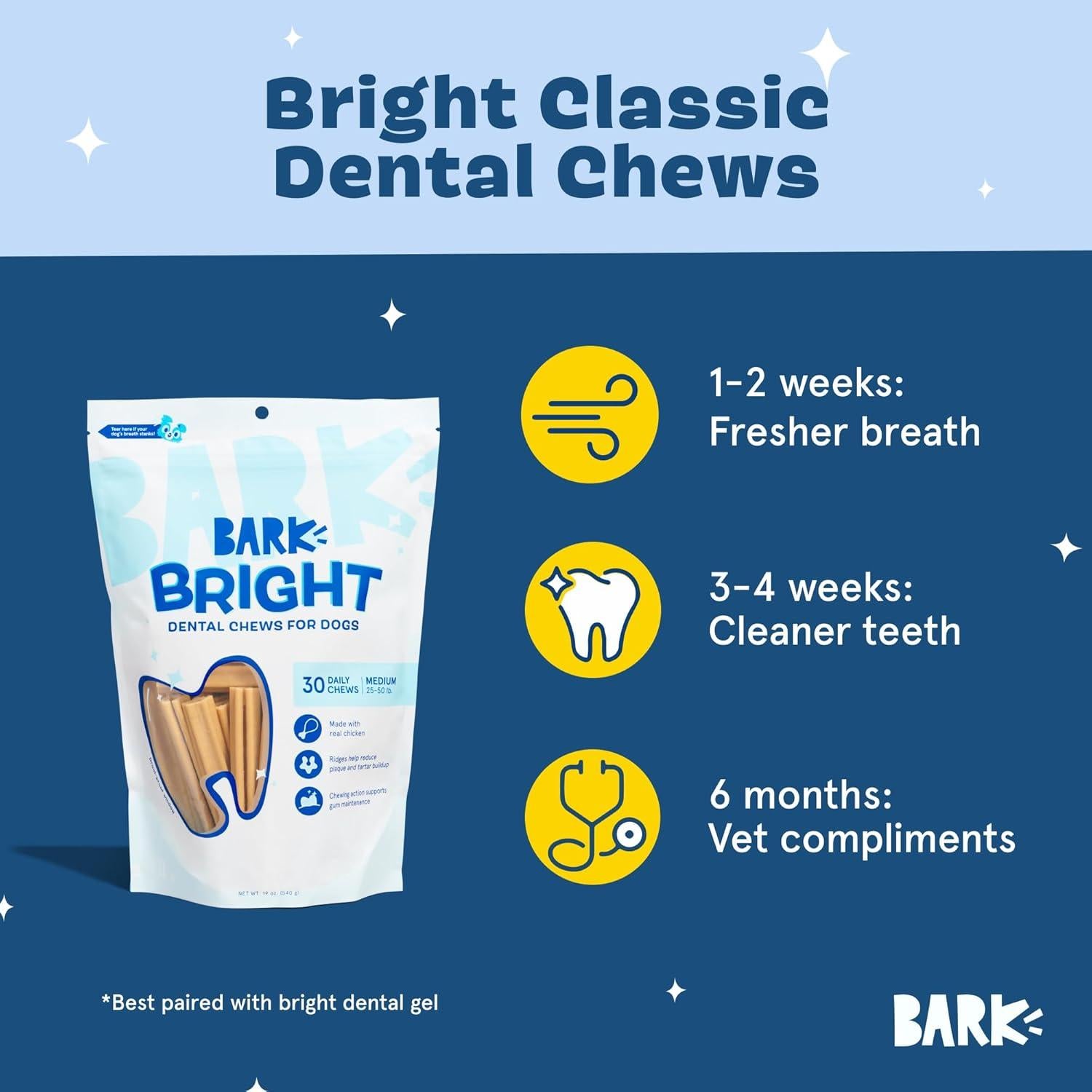 Masticables Dentales Barkbox Brillante para Perros Medianos - 30 Unidades