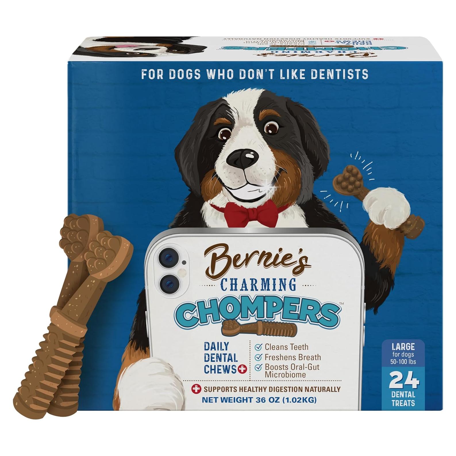 Mordedores Dentales para Perros Grandes Bernie - 24 Unidades