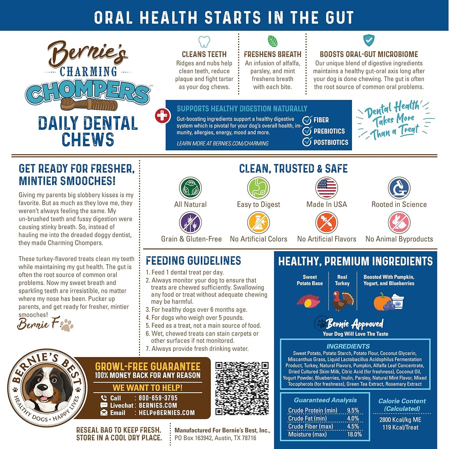 Mordedores Dentales para Perros Grandes Bernie - 24 Unidades