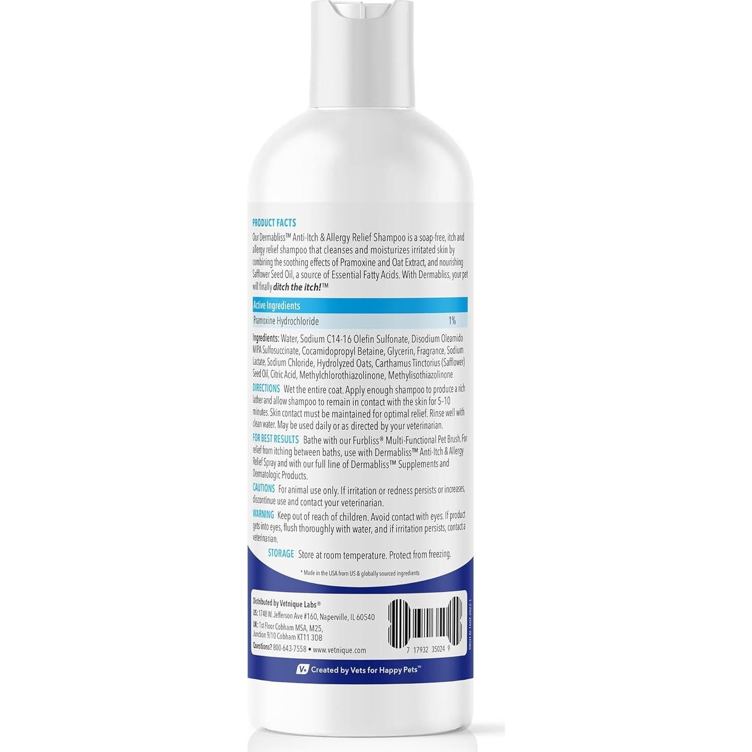 Champú Anti Picazón para Perros Vetnique Labs Dermabliss 473ml