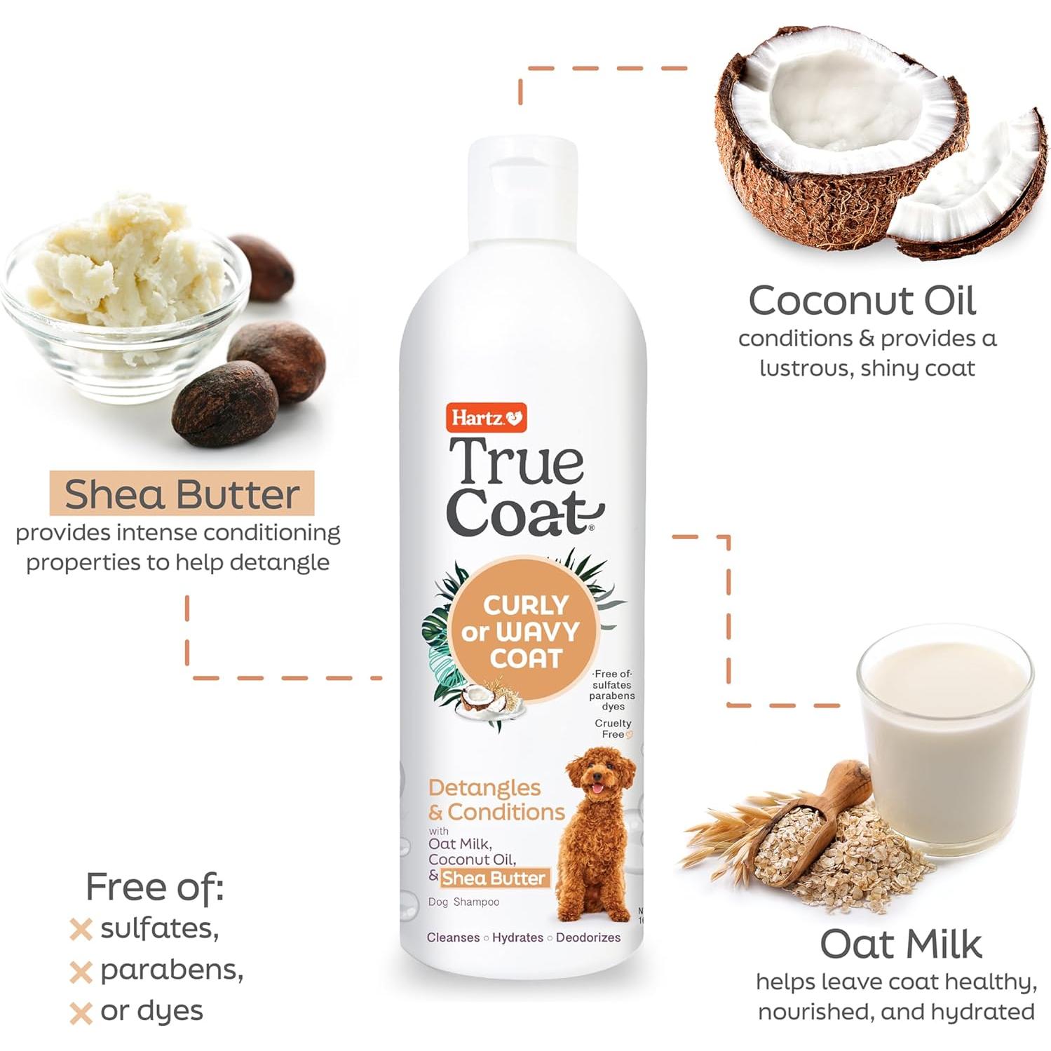 Champú para perros Hartz True Coat rizado u ondulado 450g