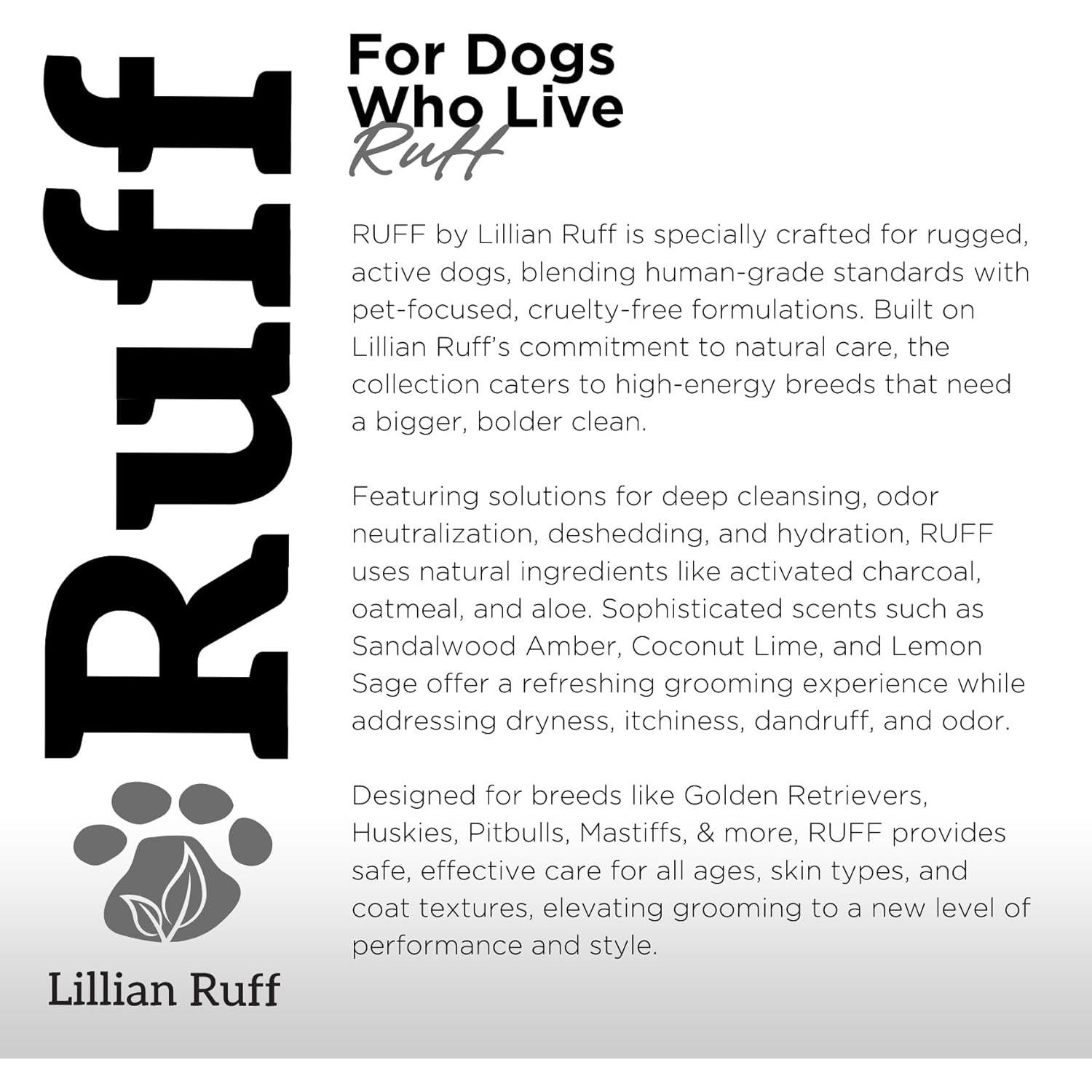 Champú para Mascotas Lillian Ruff con Carbón Activado 473ml - Limpiador y Desodorante