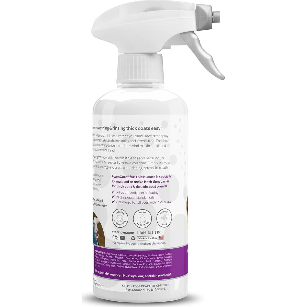 Champú y Acondicionador Vetericyn FoamCare para Pelajes Gruesos 453g