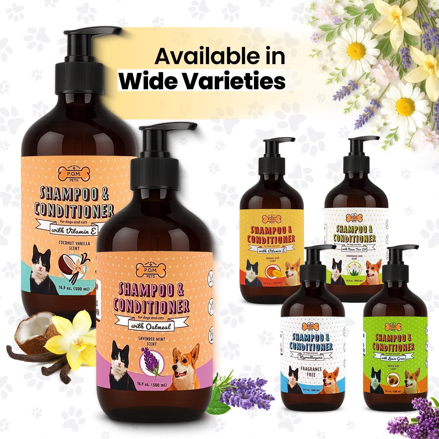Champú y Acondicionador Orgánico POM 2-en-1 para Perros y Gatos - Alivio Piel Sensible