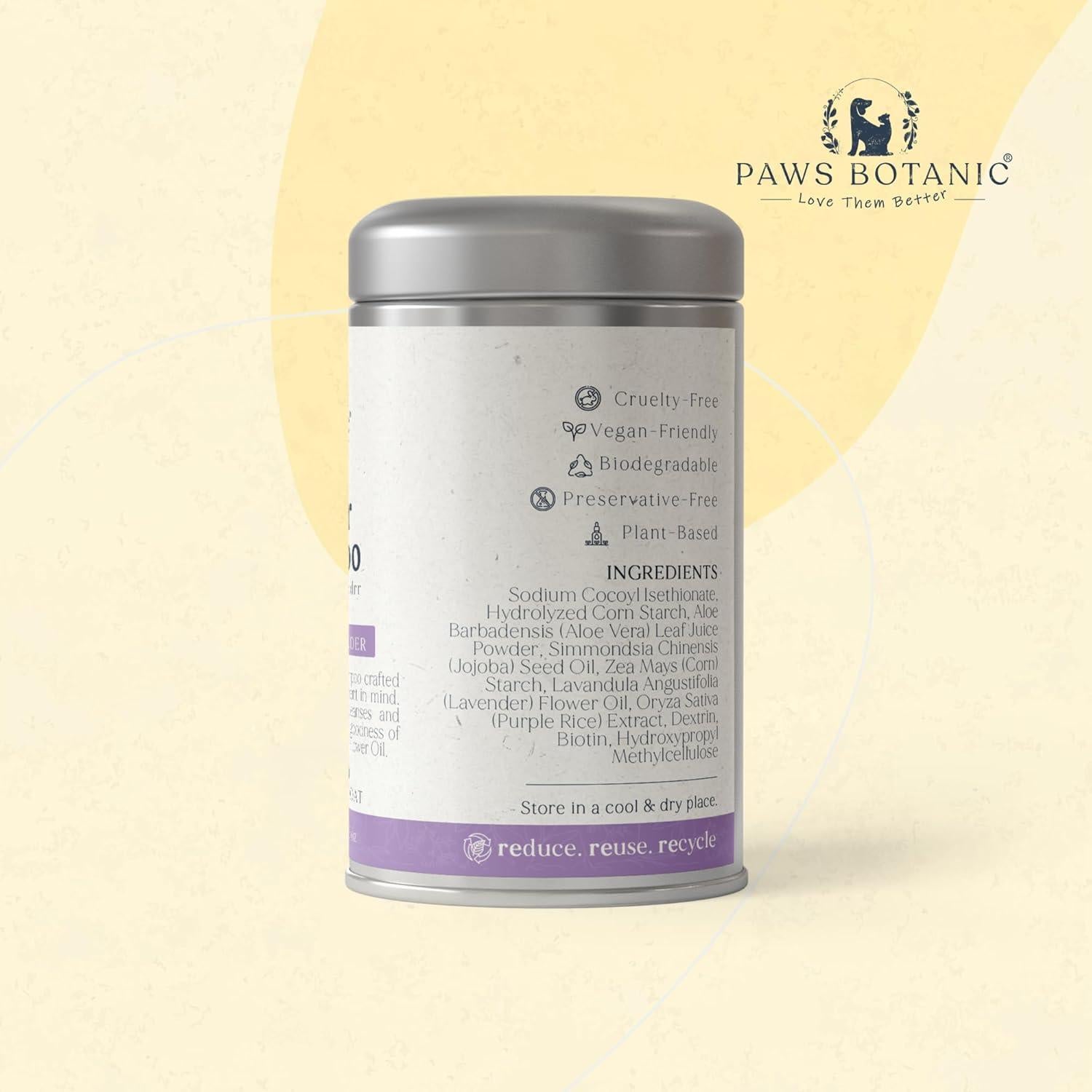 Champú Seco para Perros Paws Botanic 99.22 g Sin Fragancia