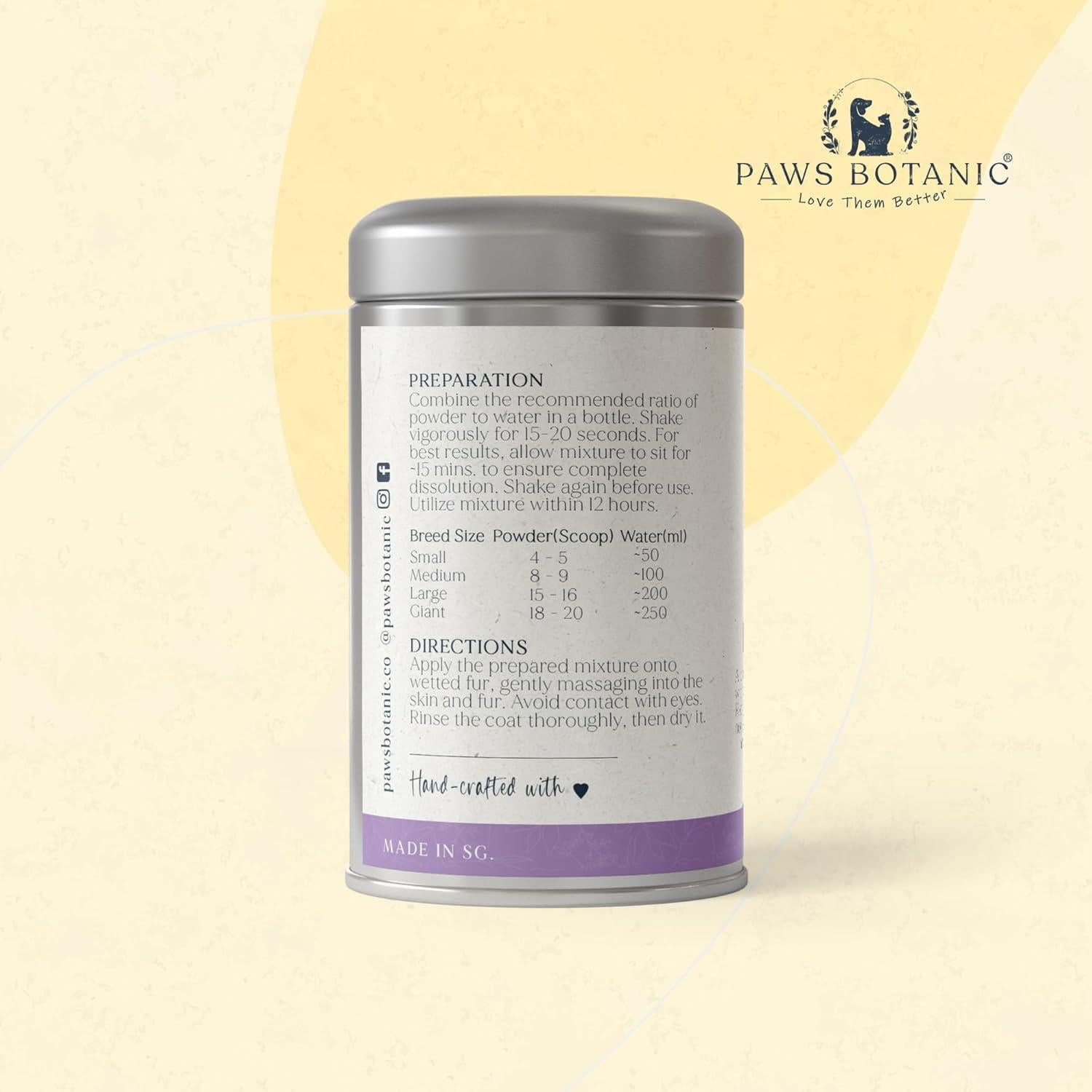 Champú Seco para Perros Paws Botanic 99.22 g Sin Fragancia