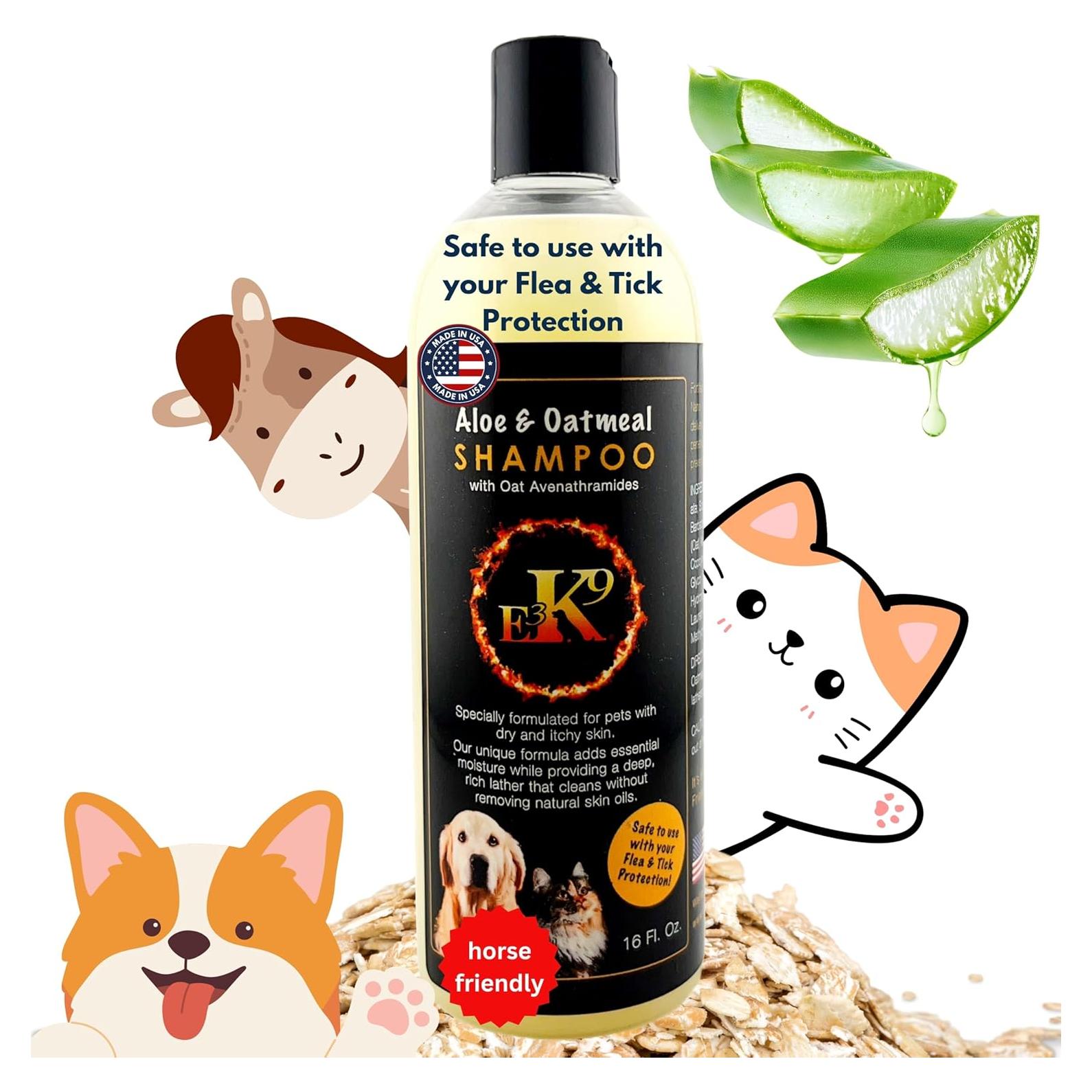 Champú Hipoalergénico E3 de Avena y Aloe para Perros y Gatos 473ml