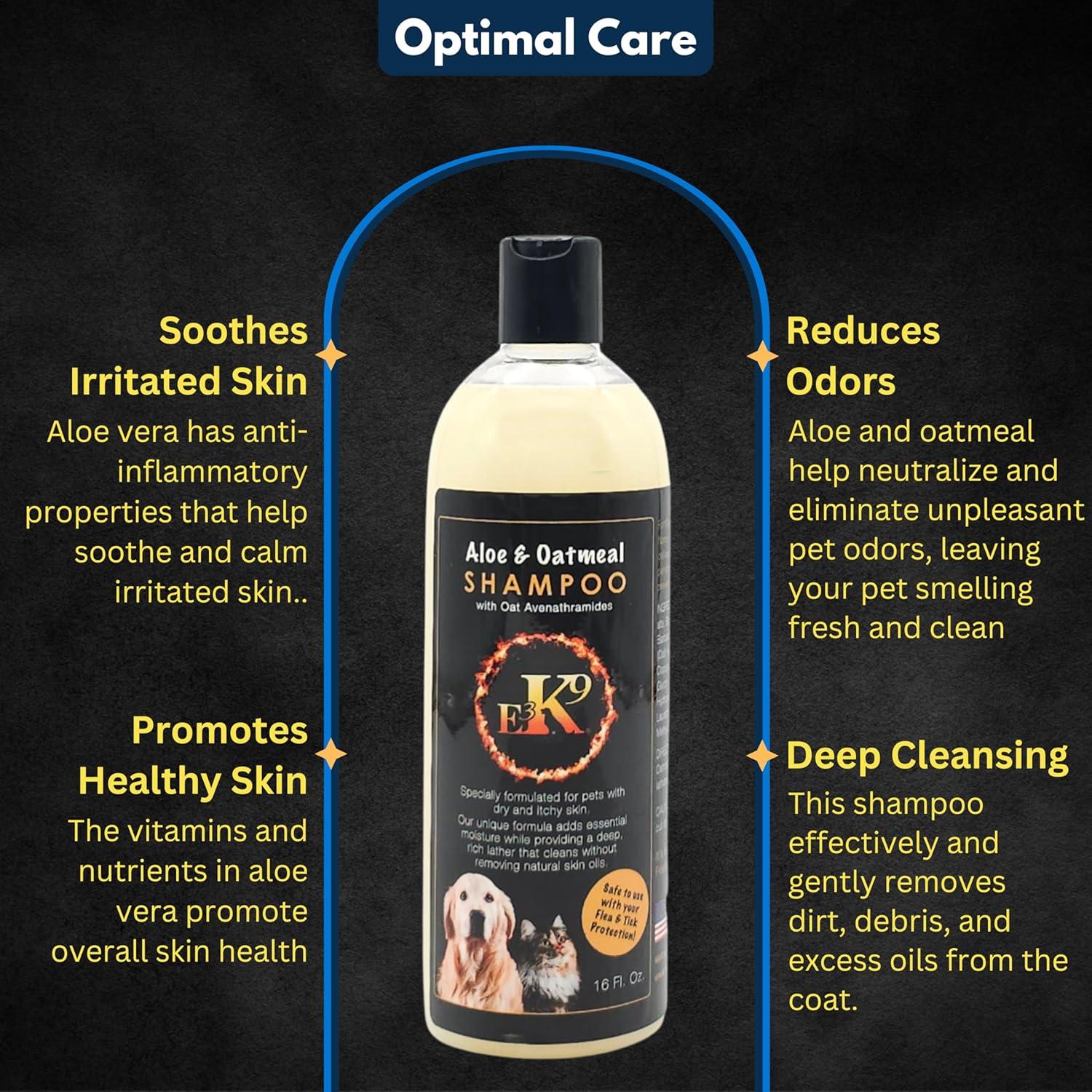 Champú Hipoalergénico E3 de Avena y Aloe para Perros y Gatos 473ml