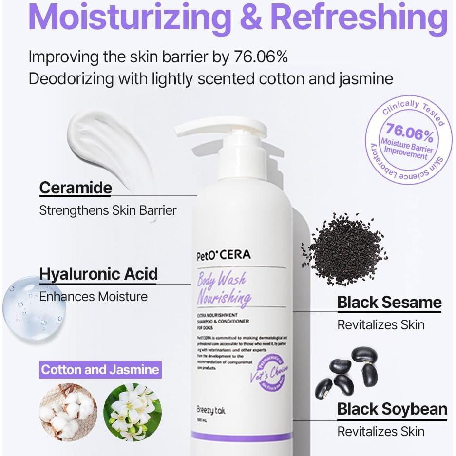 Champú y Acondicionador 2-en-1 PetO'CERA 500ml para Perros