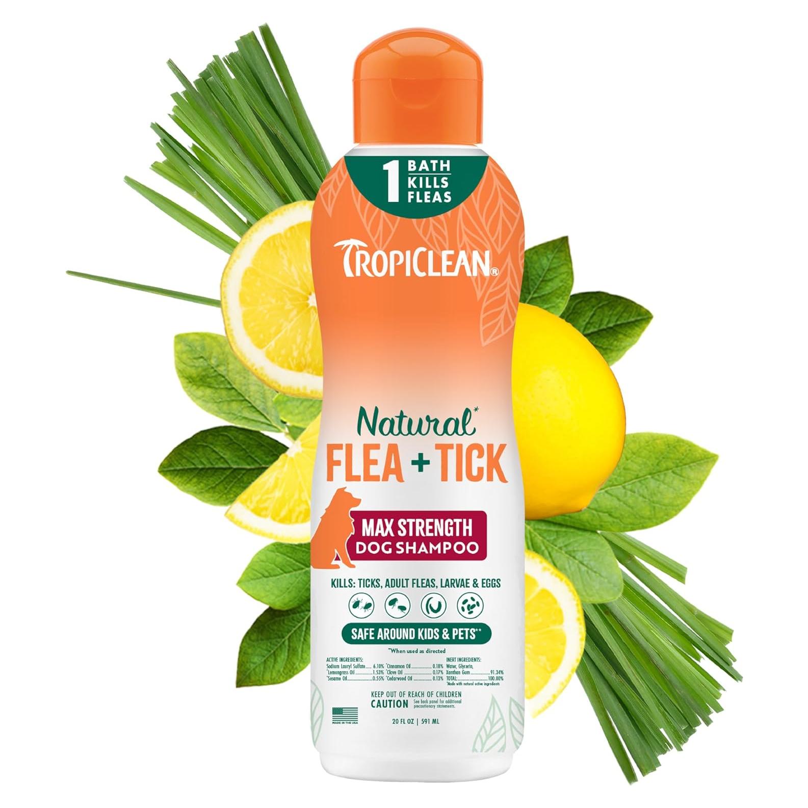 Champú TropiClean para Perros contra Pulgas y Garrapatas 567 g