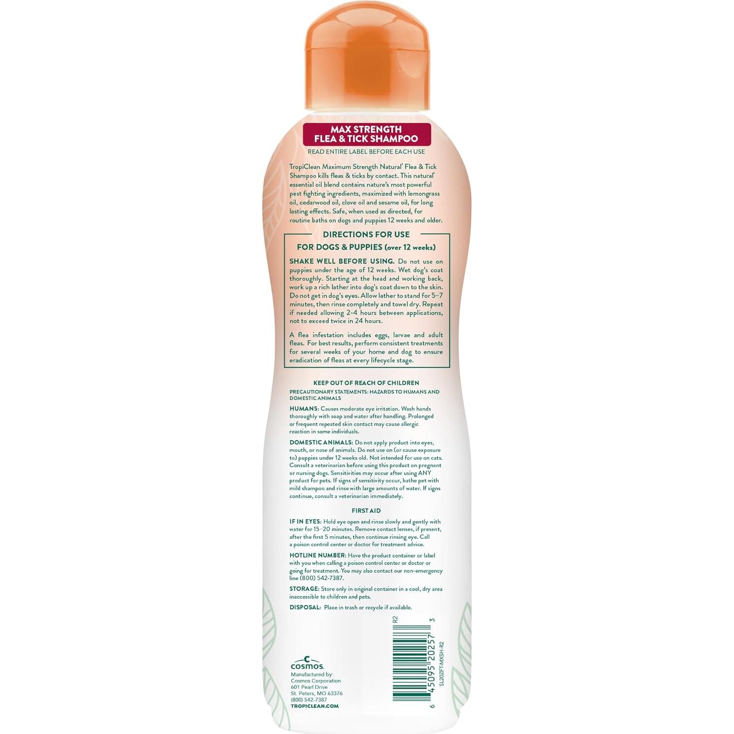 Champú TropiClean para Perros contra Pulgas y Garrapatas 567 g