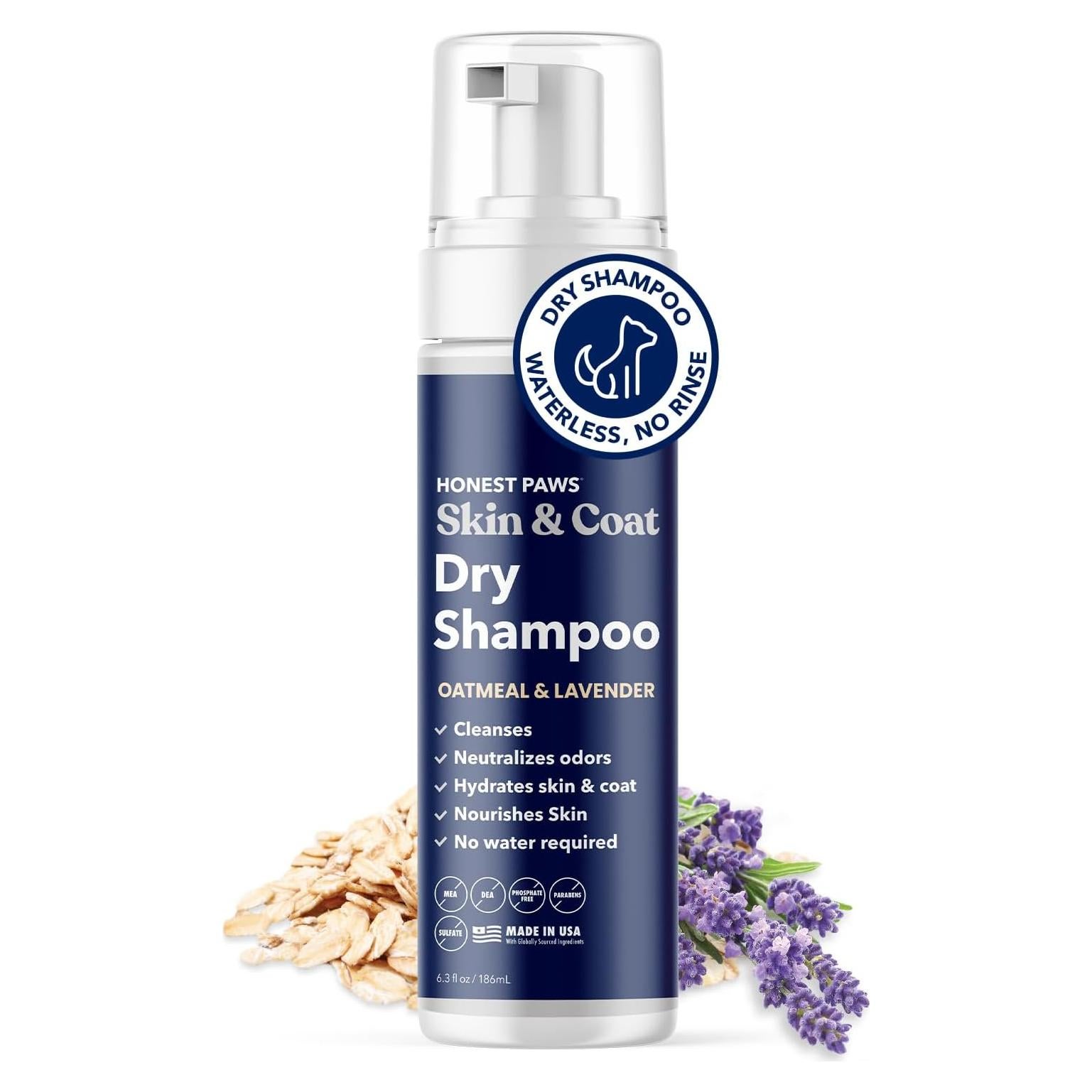 Champú Seco para Perros Honest Paws - Avena y Lavanda 178 g