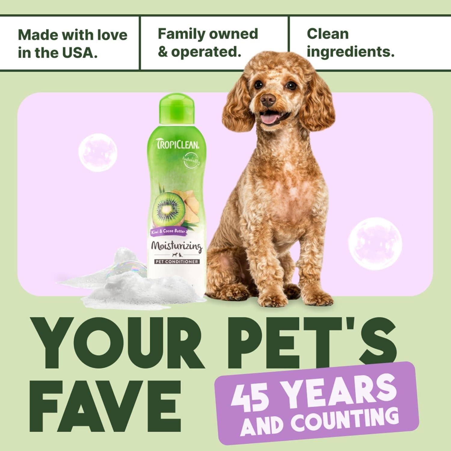 Acondicionador TropiClean para Perros 591ml Kiwi y Manteca de Cacao