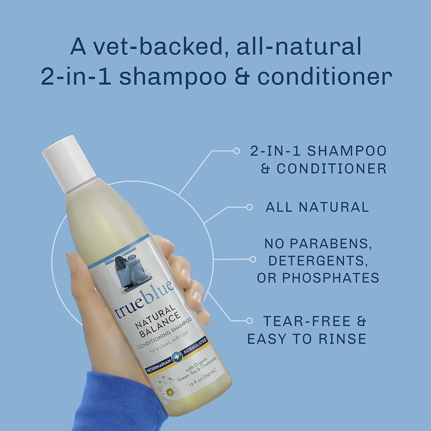 Champú Natural TrueBlue para Perros 354 ml - Té Verde y Manzanilla