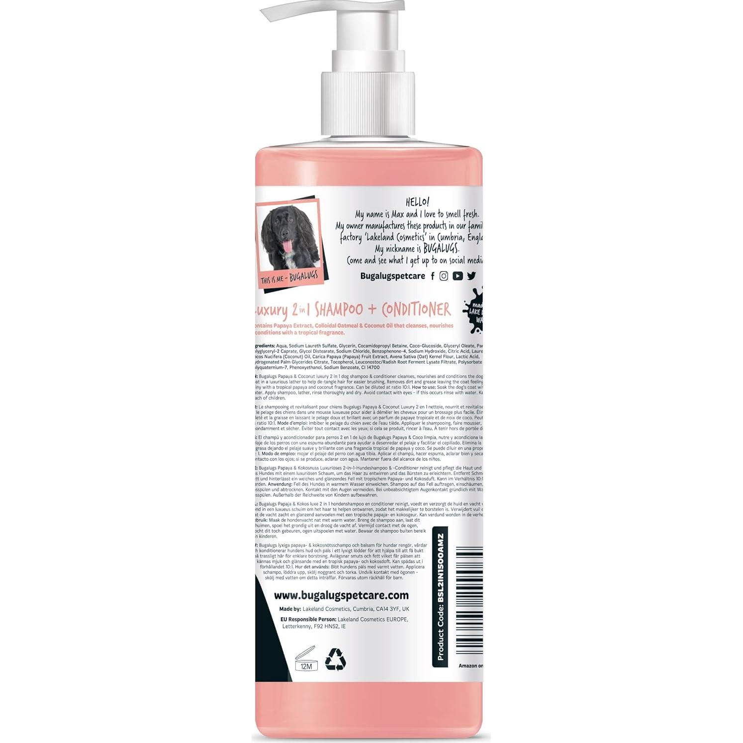 Champú y Acondicionador 2 en 1 Bugalugs 500 ml Papaya y Coco