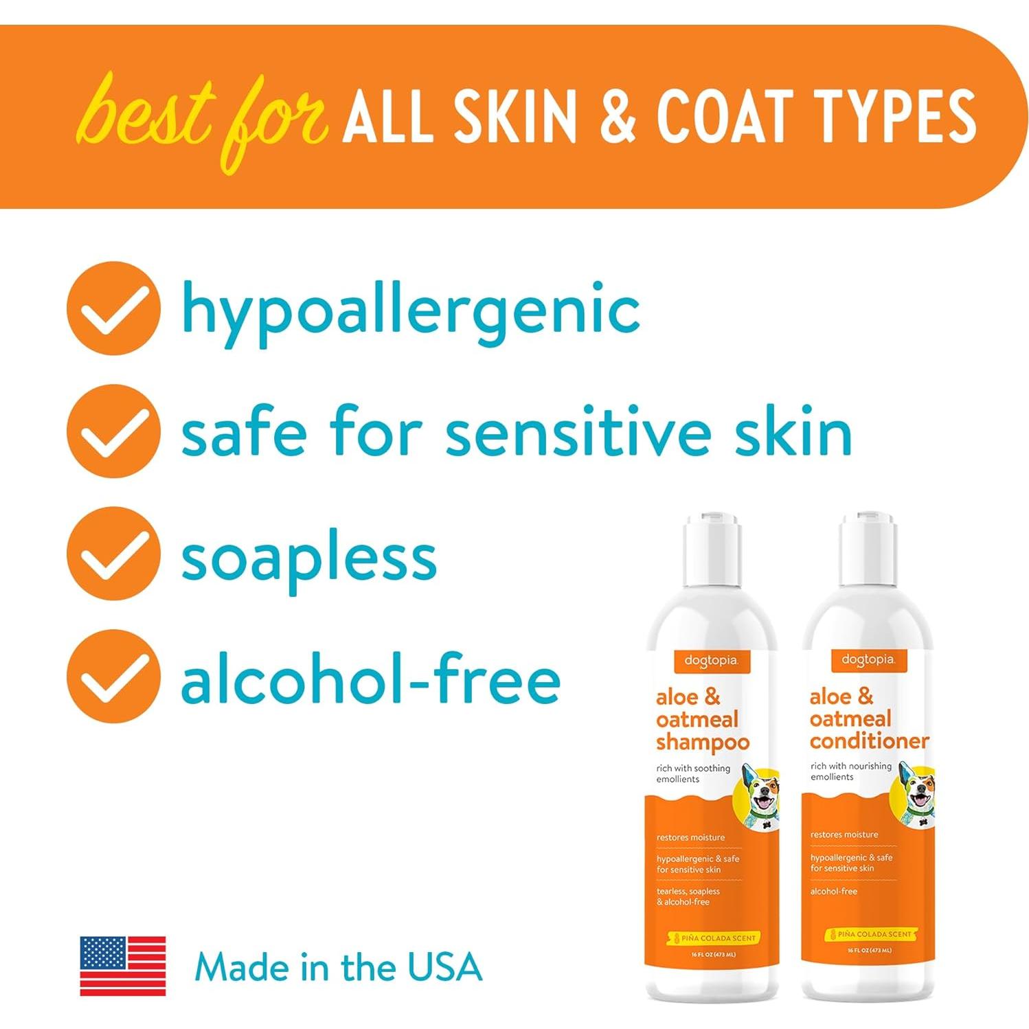 Champú y Acondicionador para Perros Dogtopia 473ml - Aloe y Avena