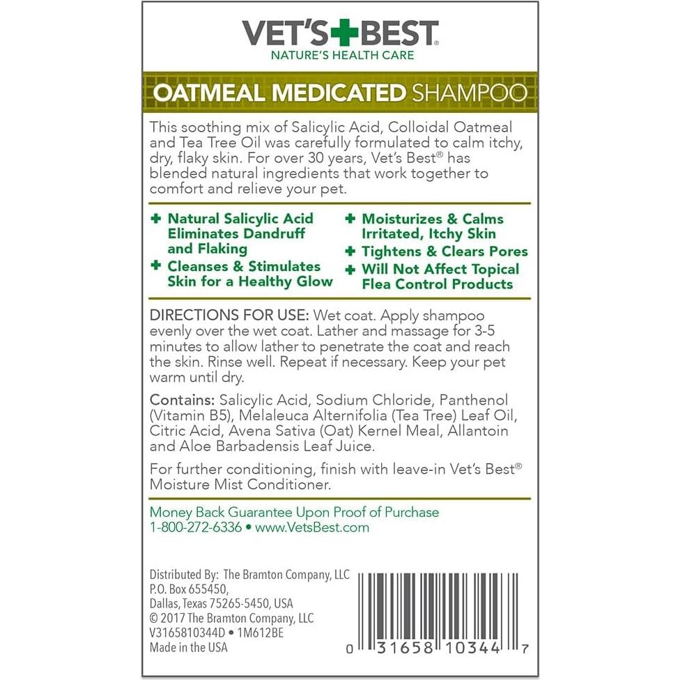 Champú Medicado de Avena Vet's Best para Perros 473 ml