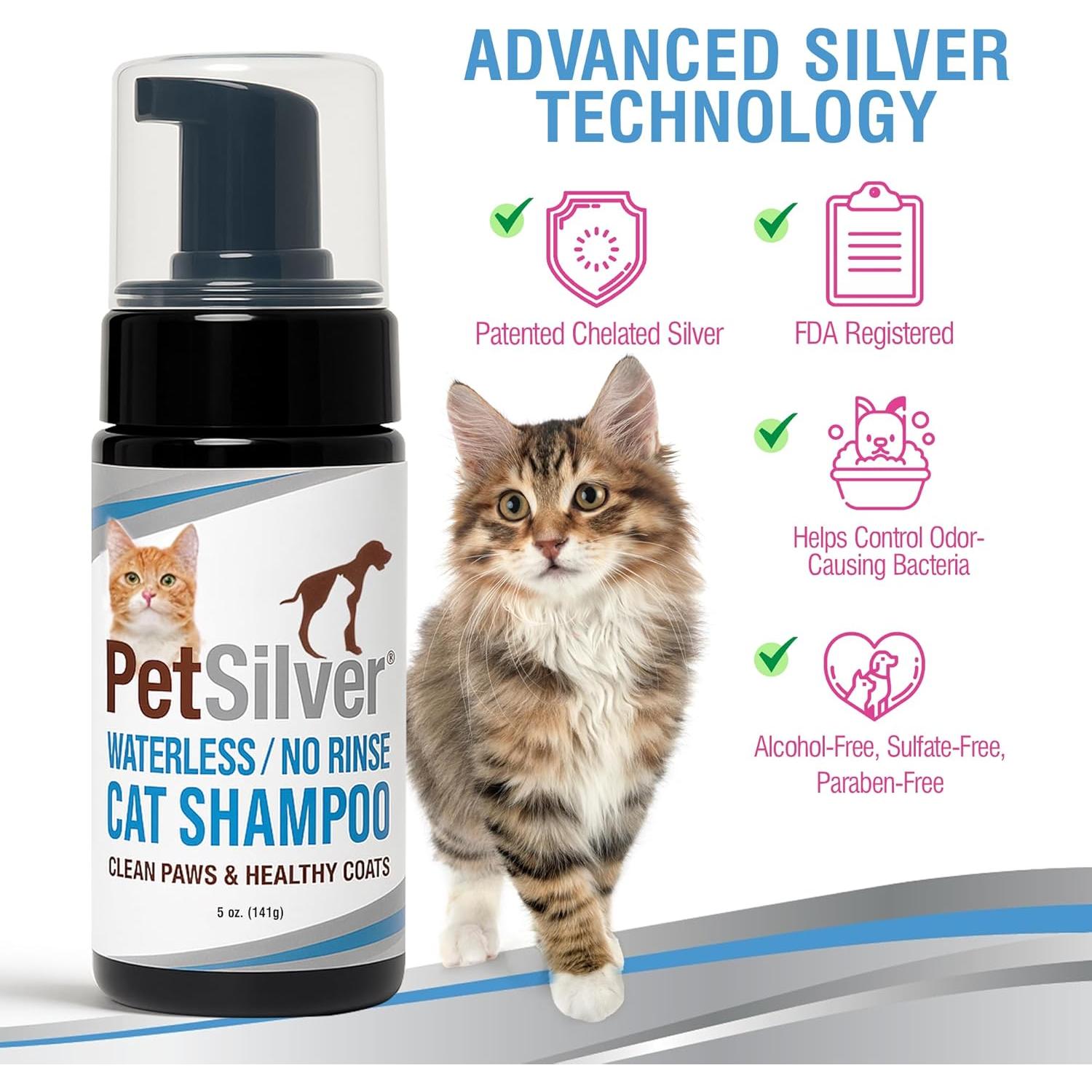 Champú Seco para Gatos PetSilver - Sin Enjuague 148 ml