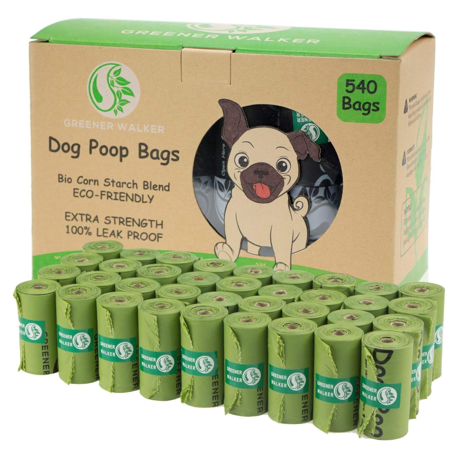 Bolsas para Excremento de Perro Greener Walker 540 Unidades 100% a Prueba de Fugas