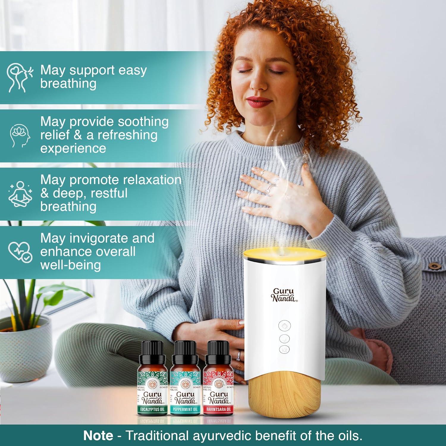 Set de Aceites Esenciales GuruNanda Breathe 3 x 10 ml - 100% Puro